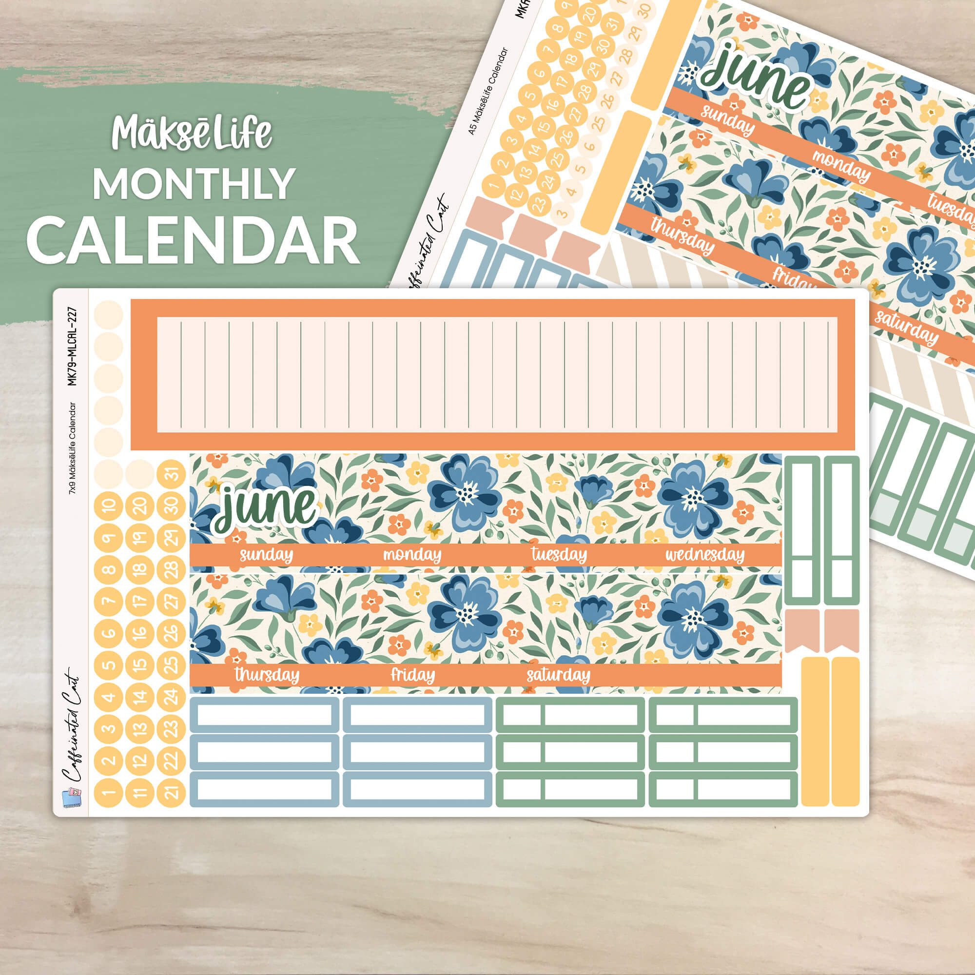 Calendar Kit for MAKSELIFE Planners - Cottage Flowers [ 227 ]