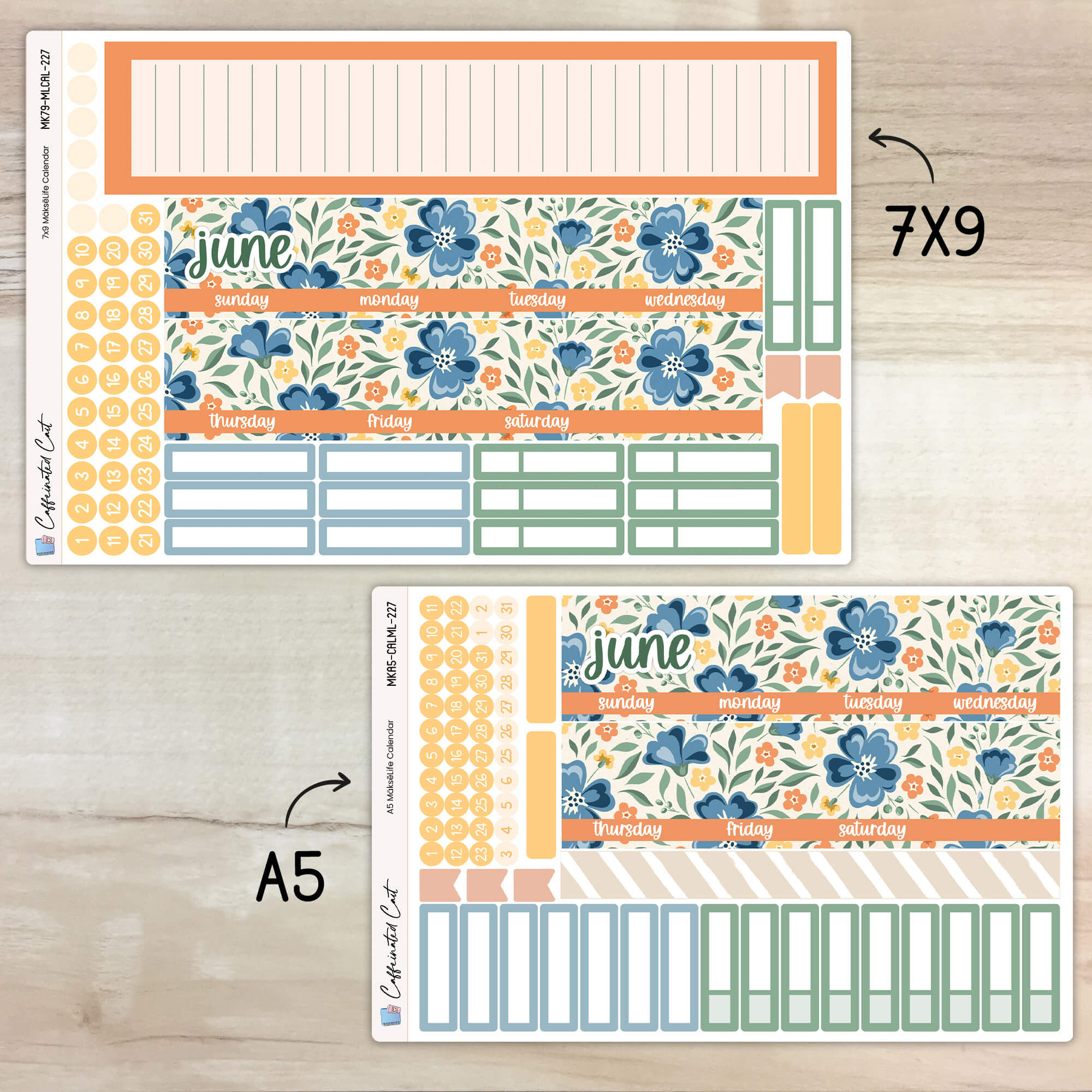 Calendar Kit for MAKSELIFE Planners - Cottage Flowers [ 227 ]