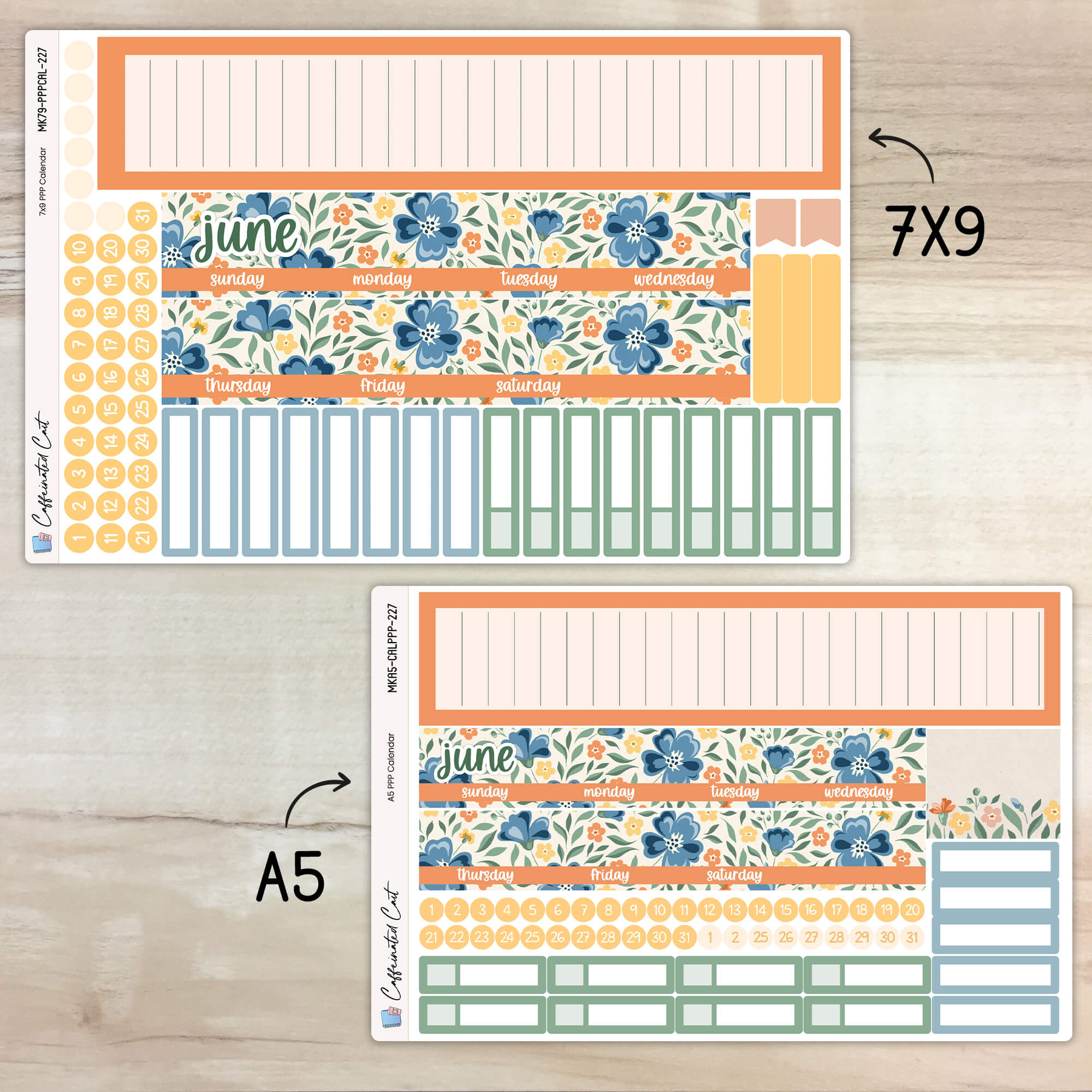 Calendar Kit for PLUM PAPER Planners - Cottage Flowers [ 227 ]