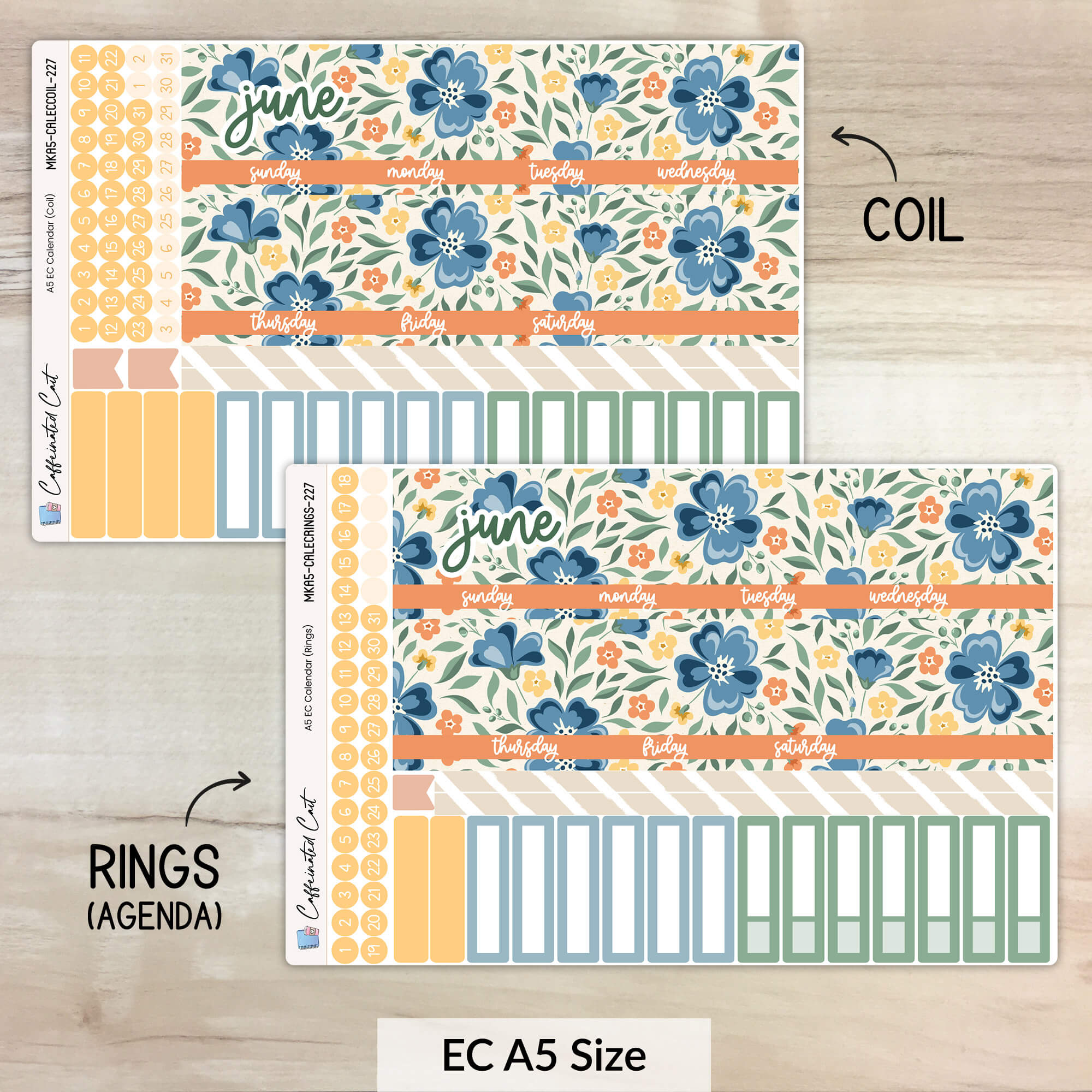 Calendar Kit for ERIN CONDREN Planners - Cottage Flowers [ 227 ]