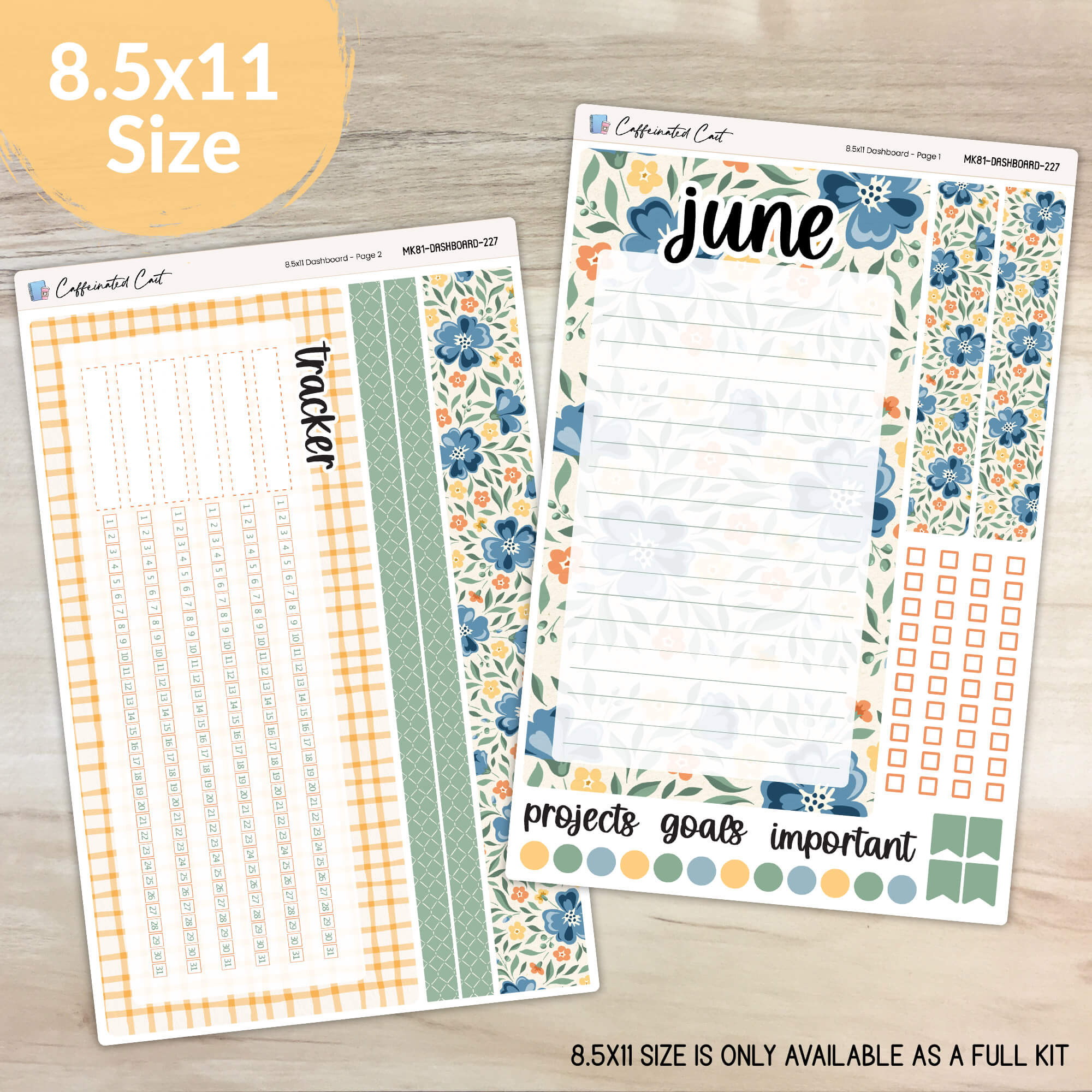 Dashboard & Notes Kit for ERIN CONDREN Planners - Cottage Flowers [ 227 ]