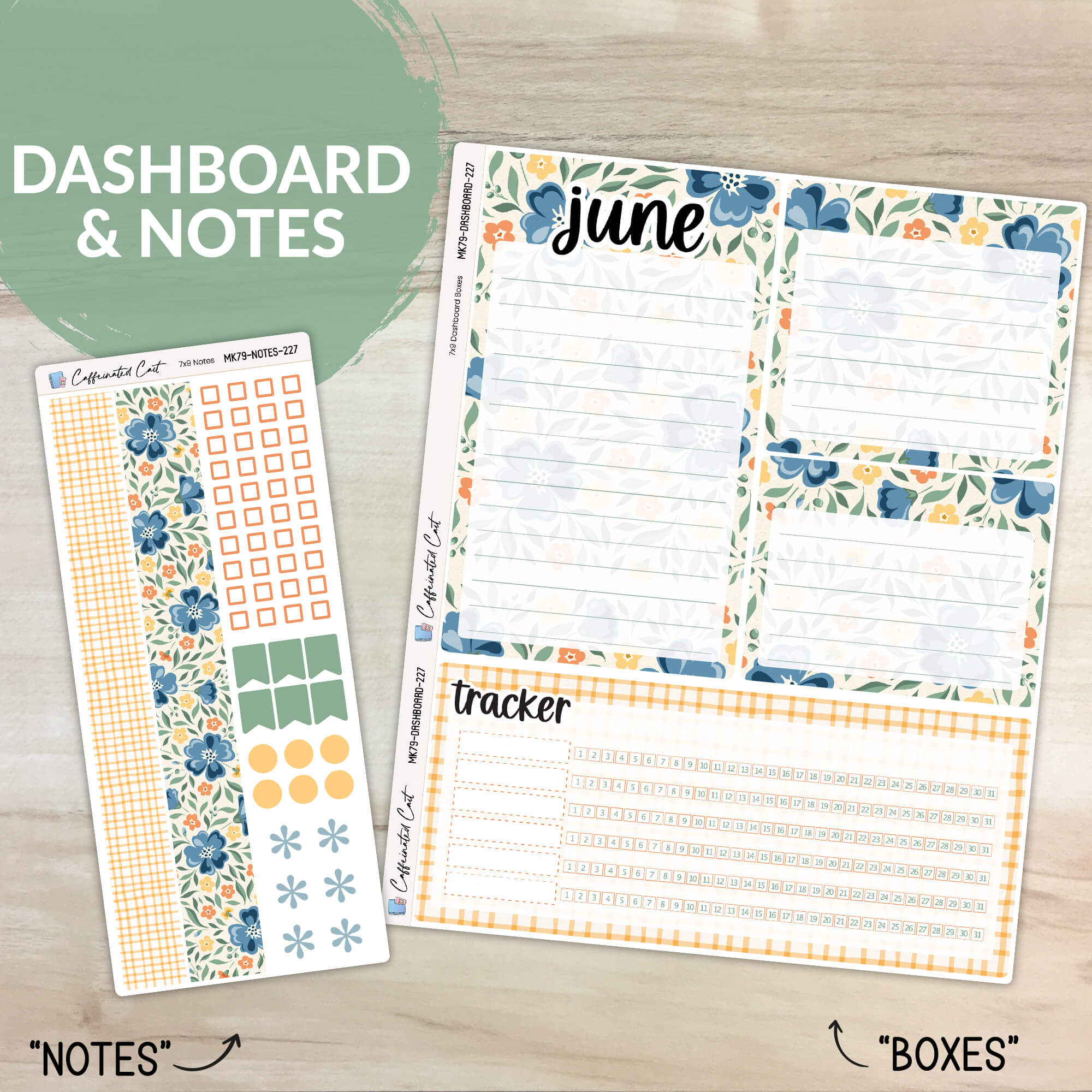 Dashboard & Notes Kit for ERIN CONDREN Planners - Cottage Flowers [ 227 ]