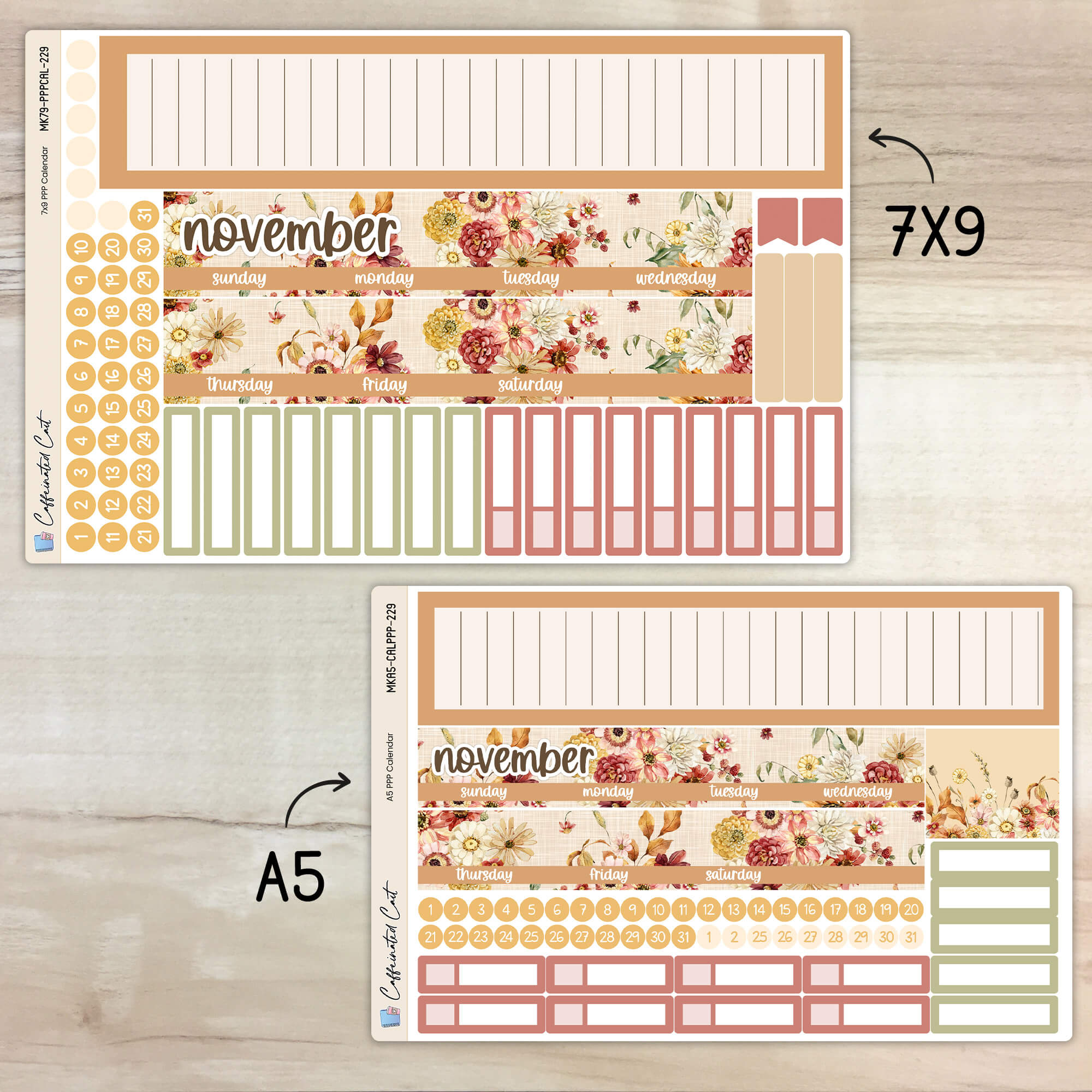 Calendar Kit for PLUM PAPER Planners - Autumn Beauty [ 229 ]