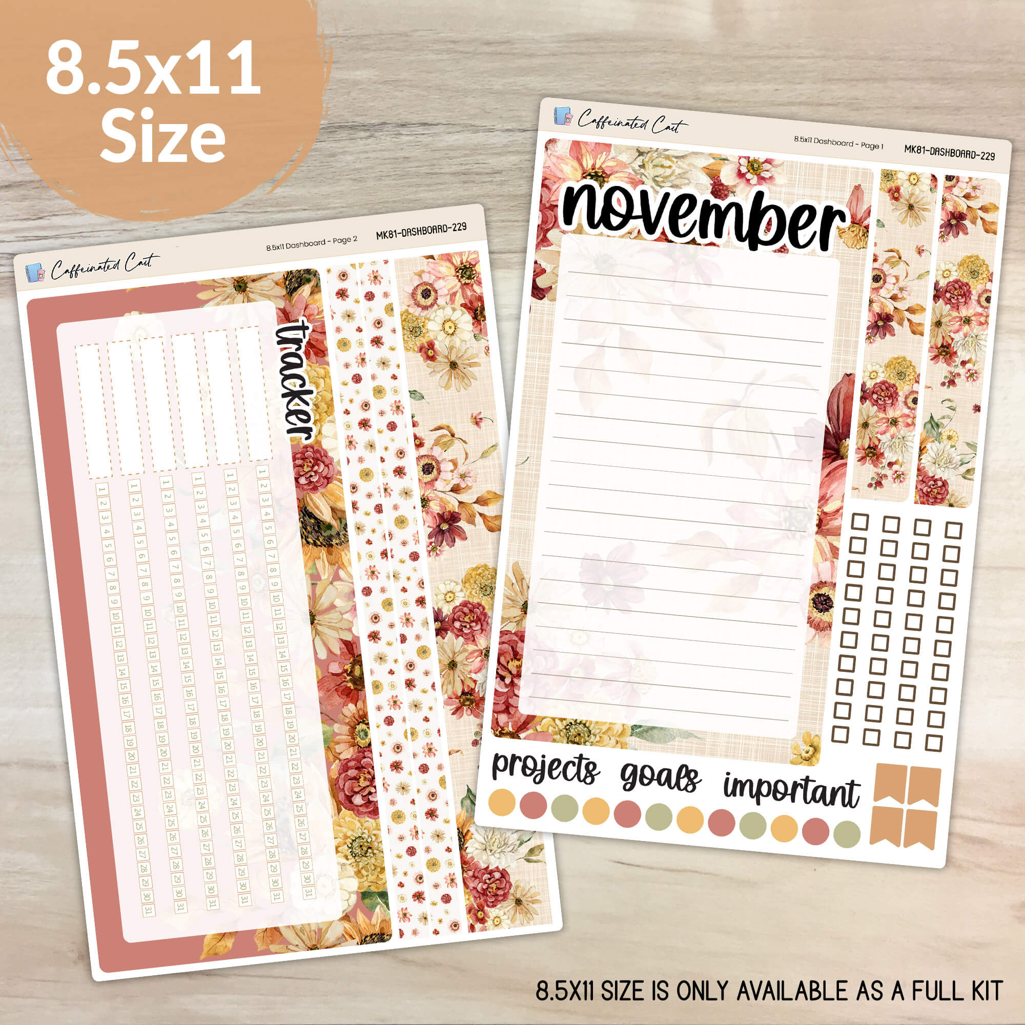 Dashboard & Notes Kit for ERIN CONDREN Planners - Autumn Beauty [ 229 ]