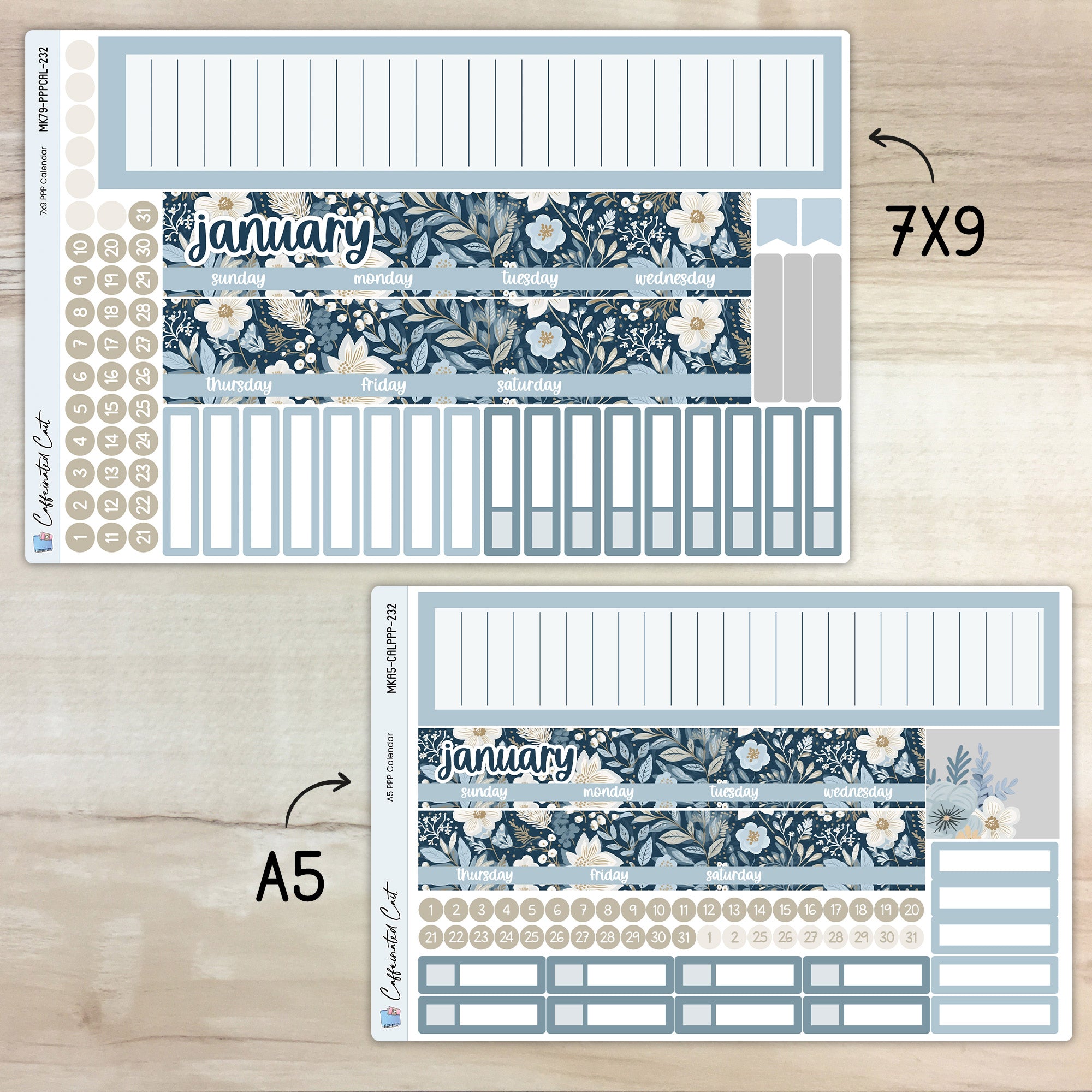 Calendar Kit for PLUM PAPER Planners - Winter Blues [ 232 ]