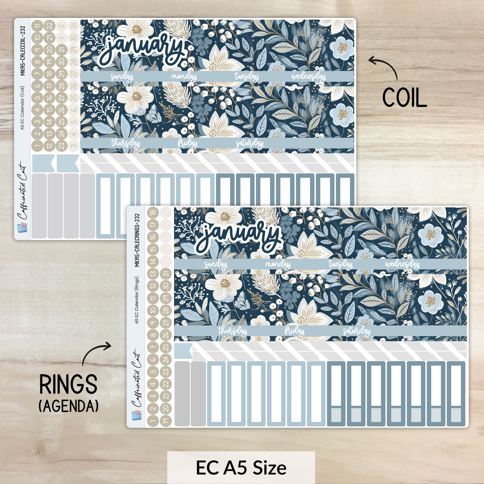 Calendar Kit for ERIN CONDREN Planners - Winter Blues [ 232 ]