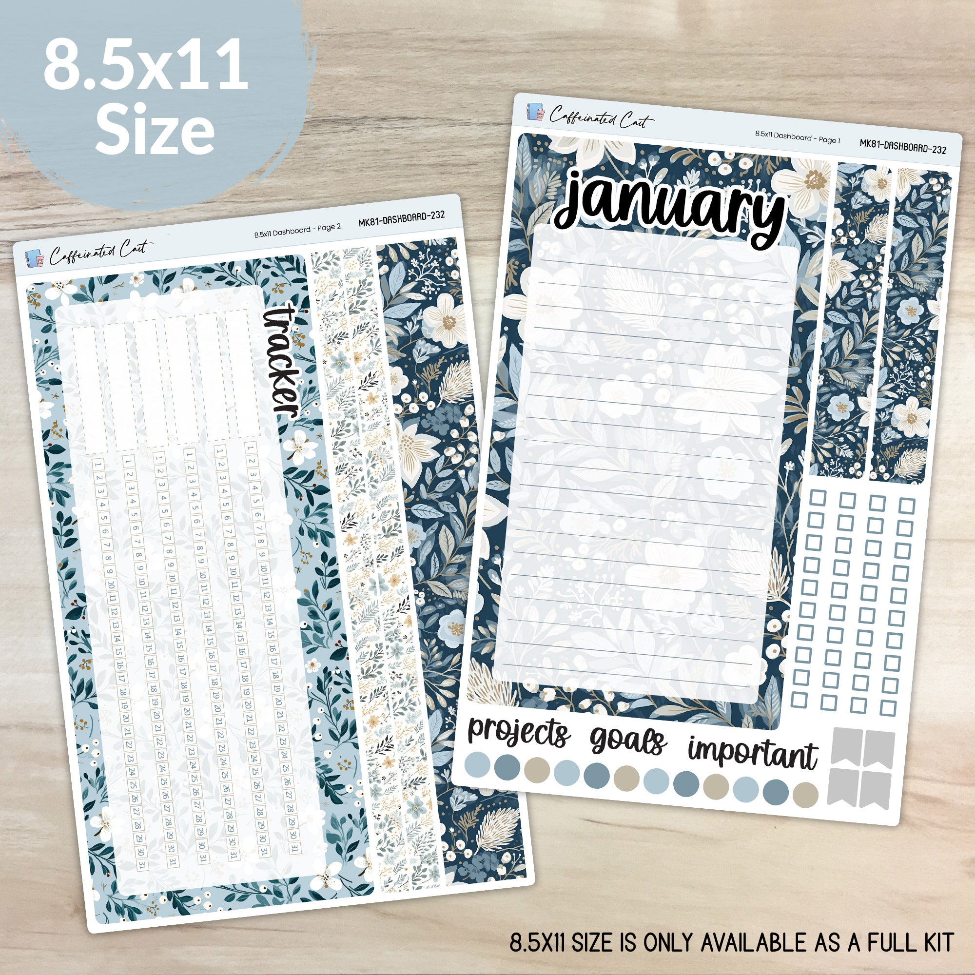 Dashboard & Notes Kit for ERIN CONDREN Planners - Winter Blues [ 232 ]