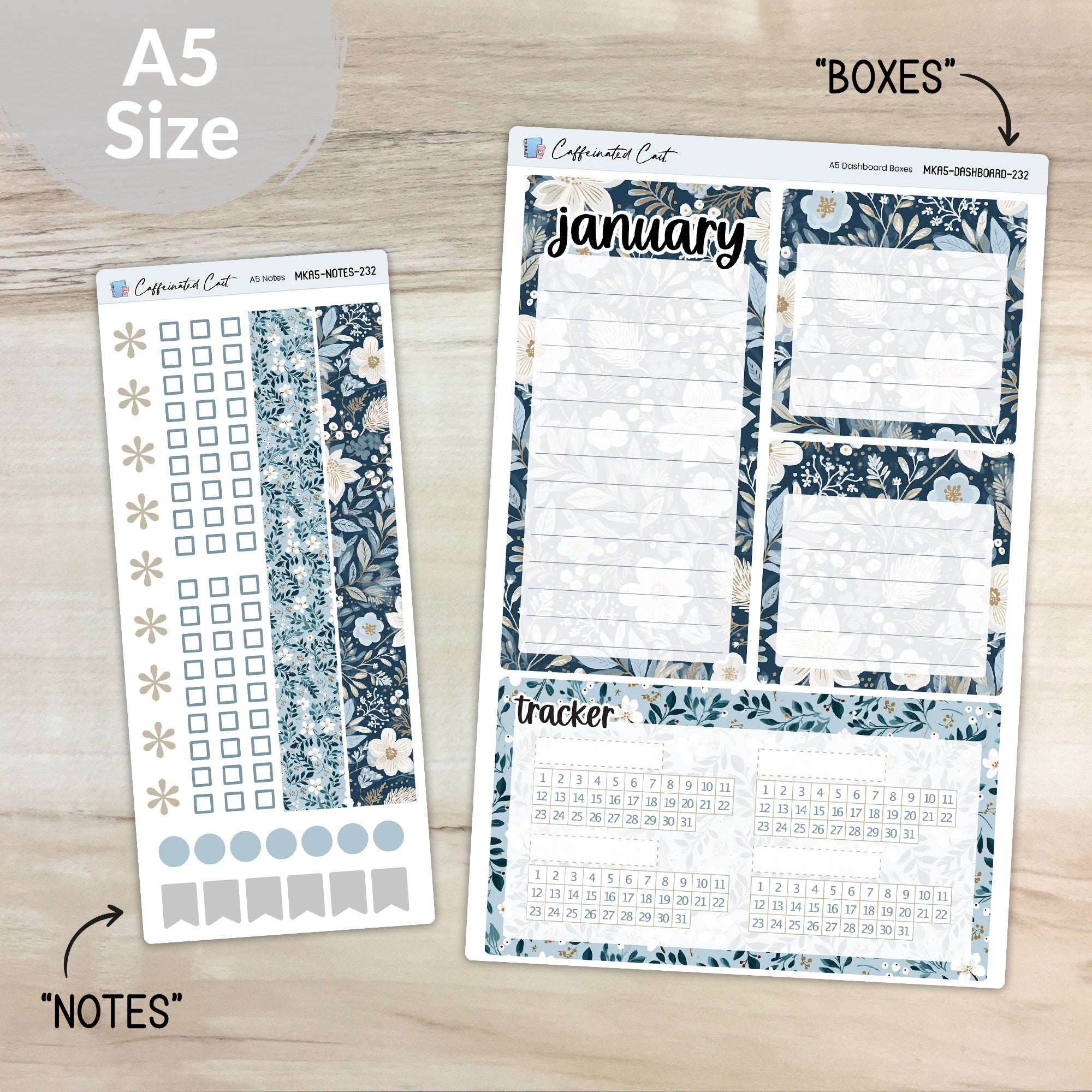 Dashboard & Notes Kit for ERIN CONDREN Planners - Winter Blues [ 232 ]