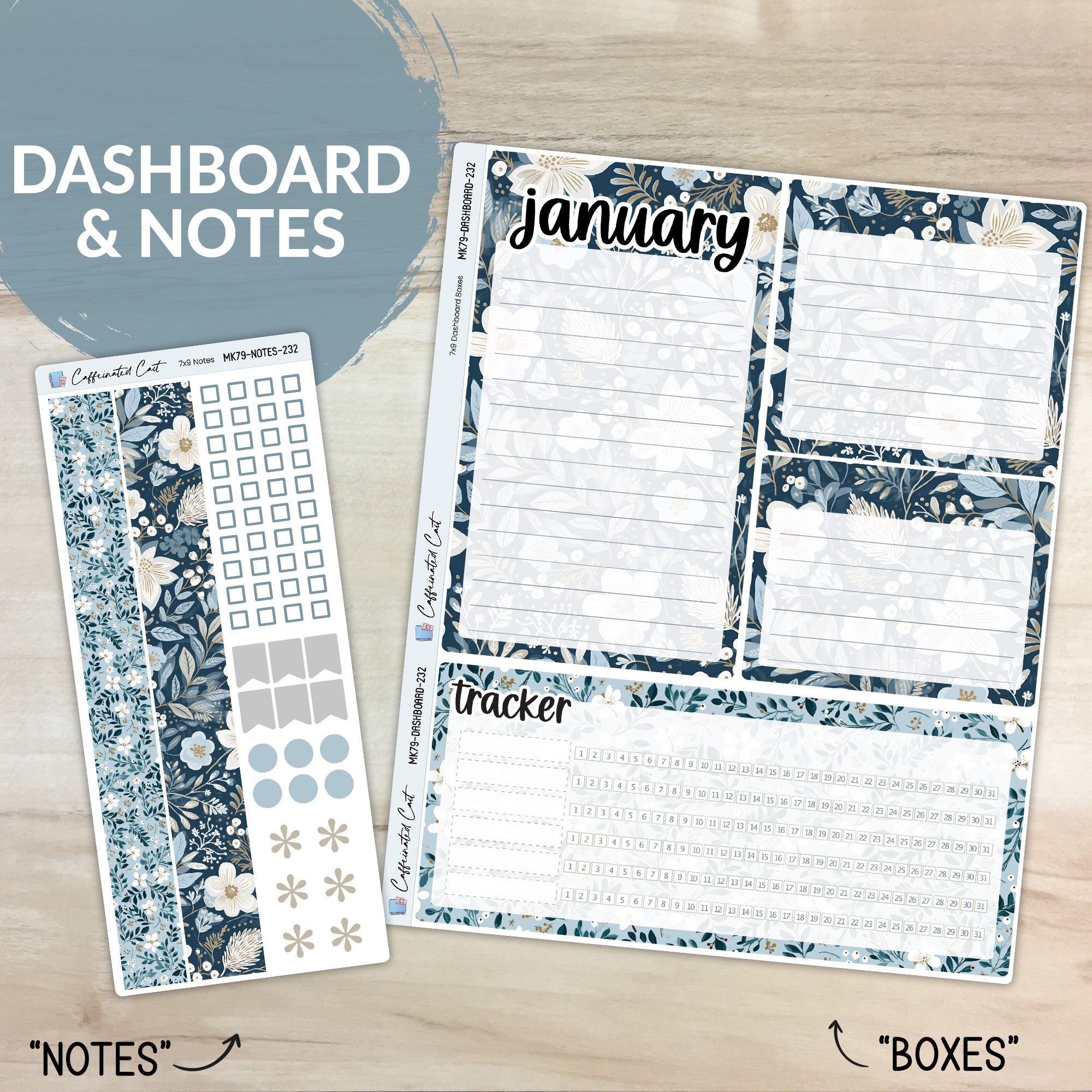 Dashboard & Notes Kit for ERIN CONDREN Planners - Winter Blues [ 232 ]