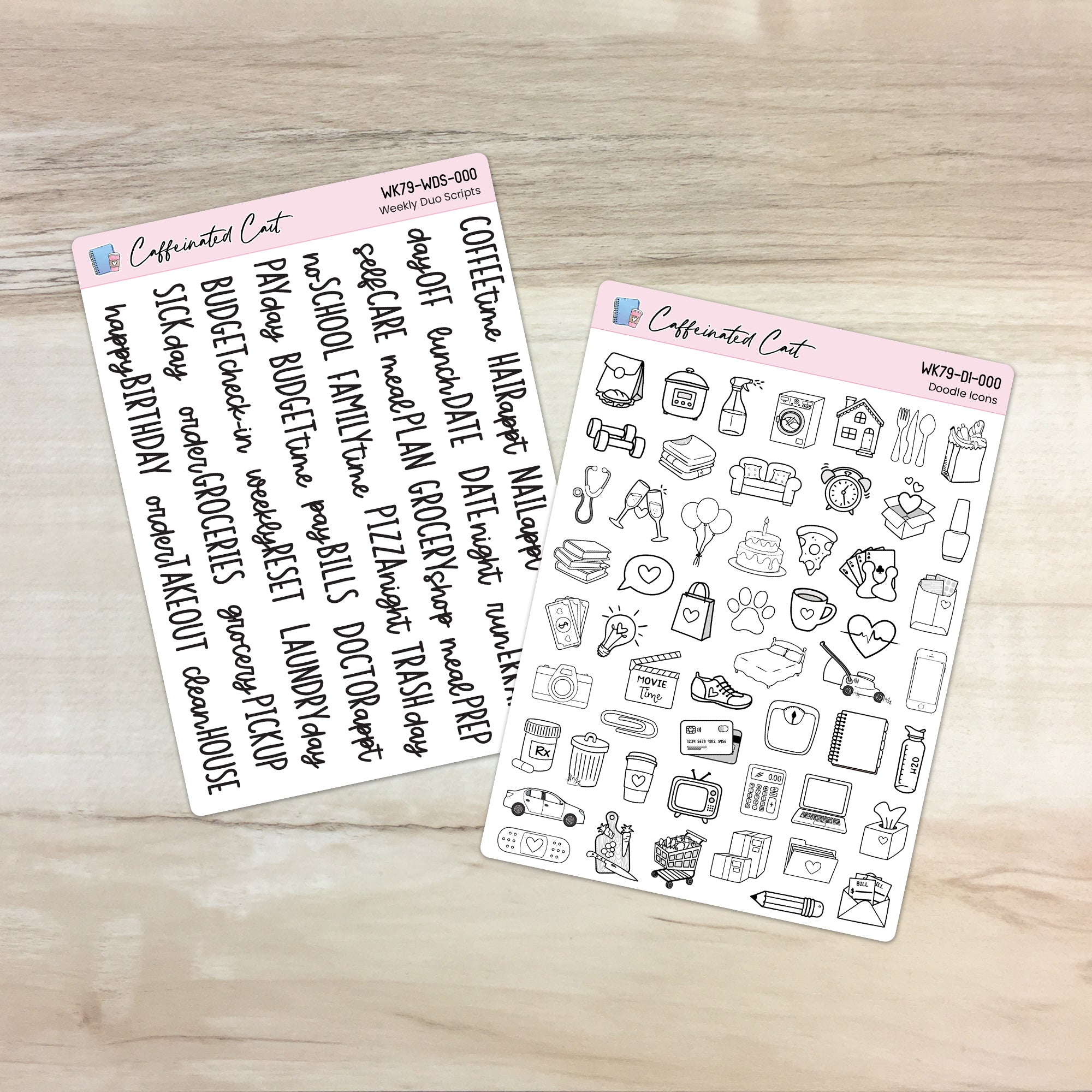 Doodle Icons & Scripts - Black & White