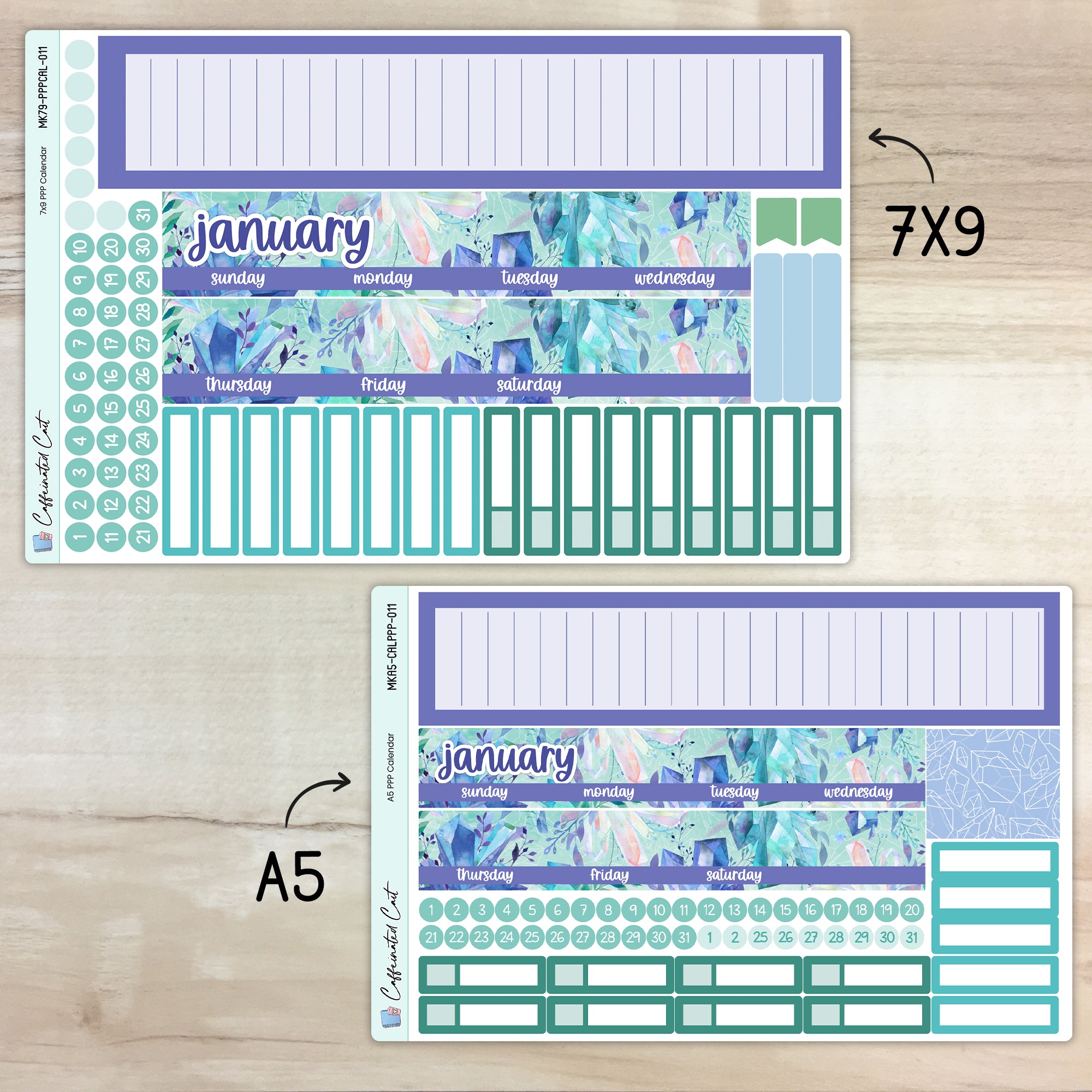 Calendar Kit for PLUM PAPER Planners - Winter Crystals [ 011 ]