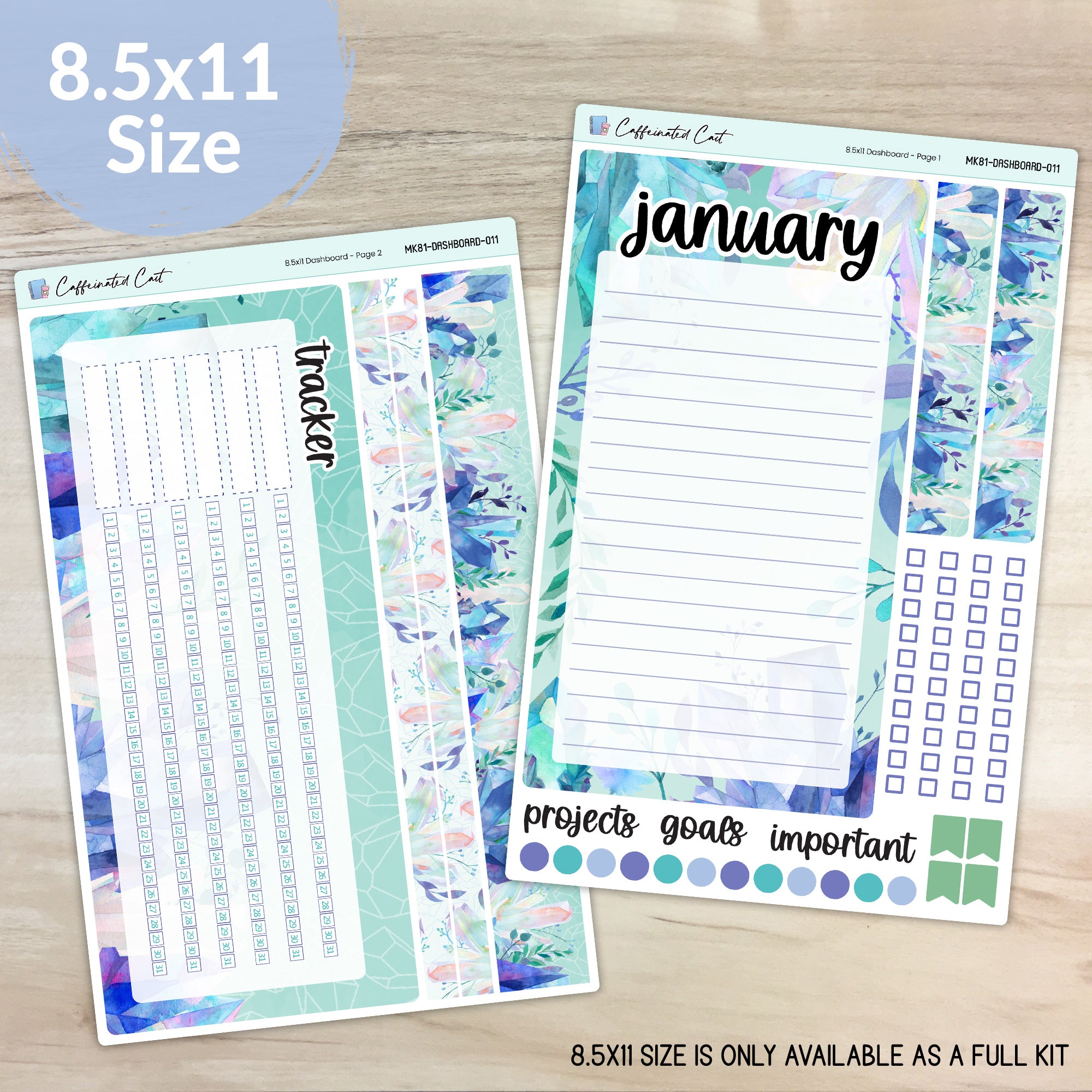 Dashboard & Notes Kit for ERIN CONDREN Planners - Winter Crystals [ 011 ]