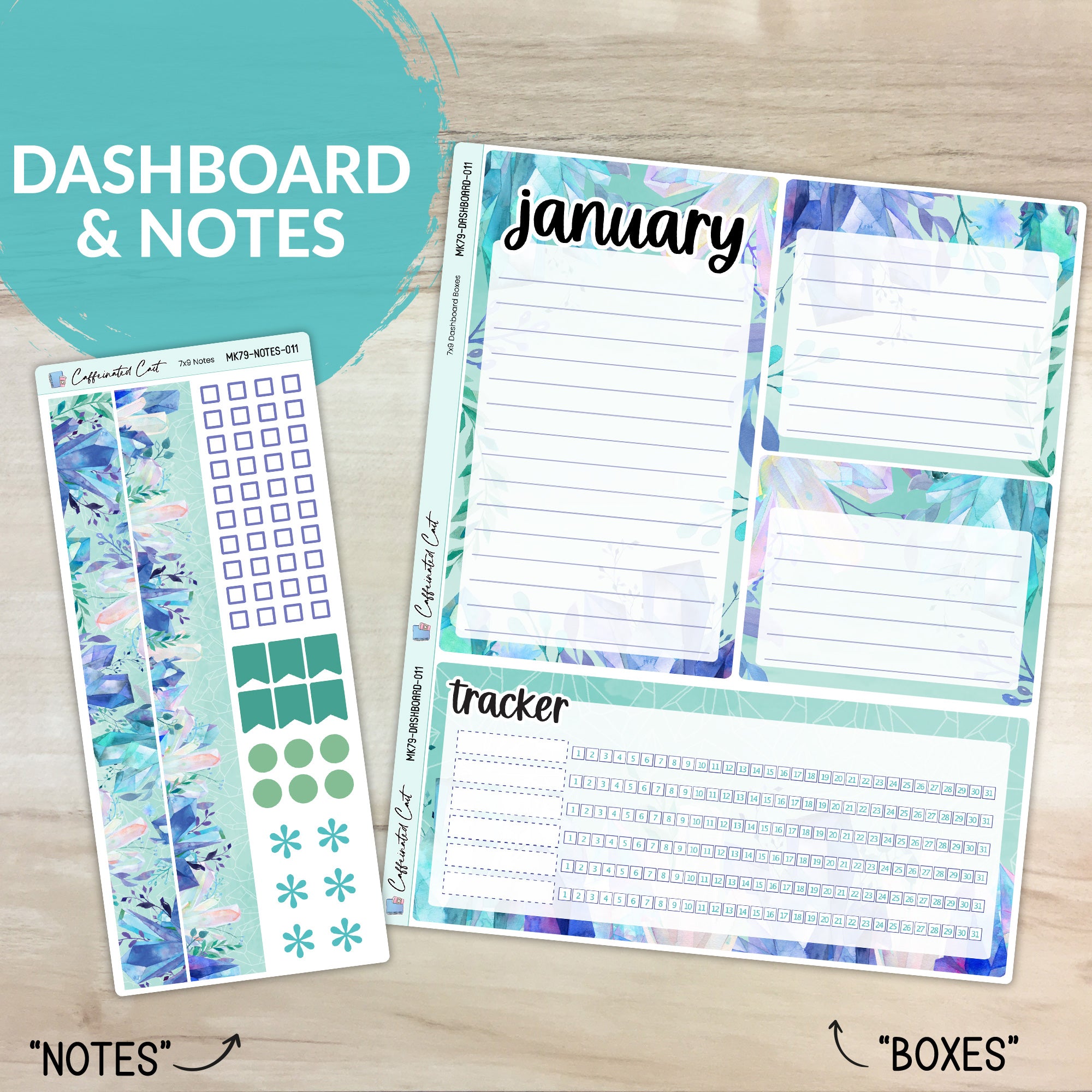 Dashboard & Notes Kit for ERIN CONDREN Planners - Winter Crystals [ 011 ]