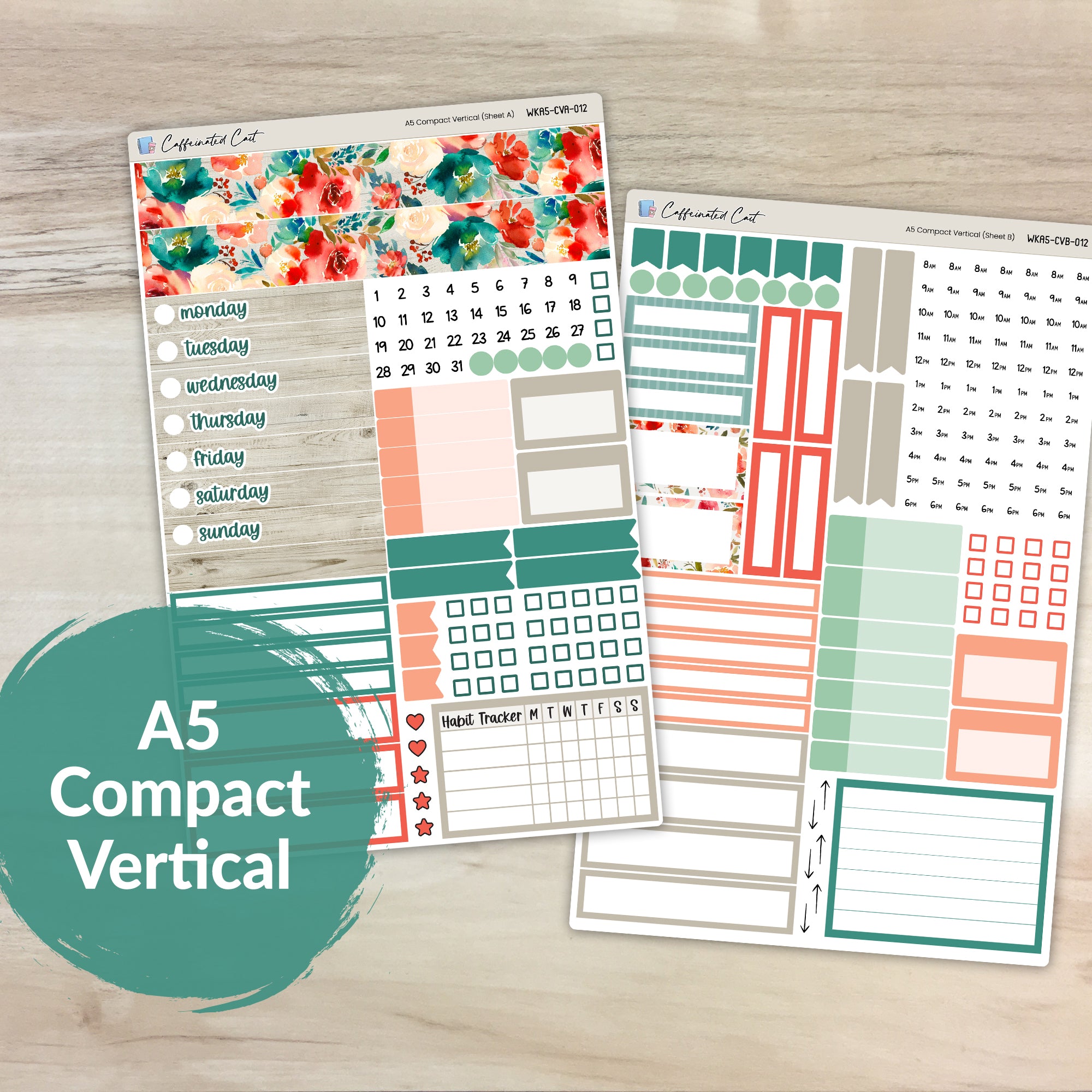 A5 Compact Vertical Kit - Coral Blooms [ 012 ]