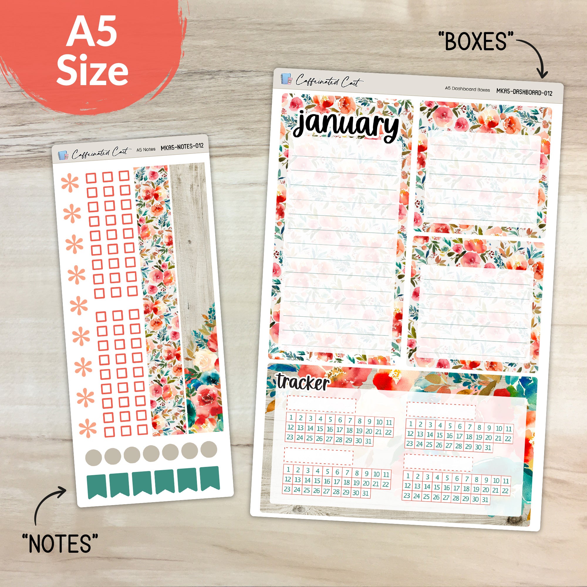 Dashboard & Notes Kit for ERIN CONDREN Planners - Coral Blooms [ 012 ]