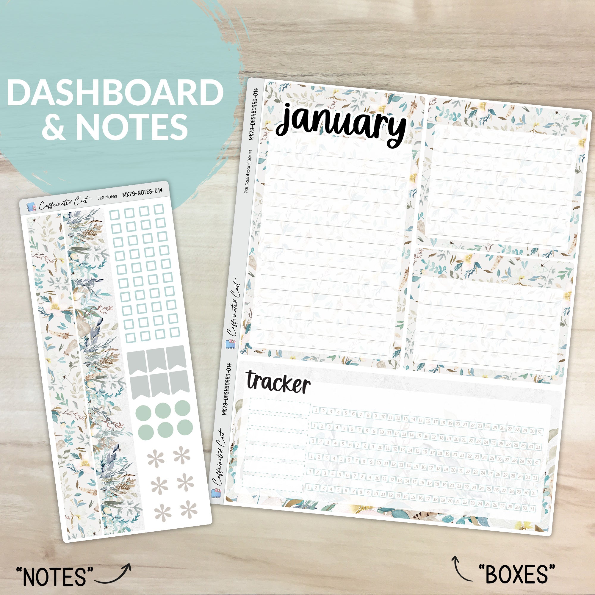 Dashboard & Notes Kit for ERIN CONDREN Planners - Fields of Frost [ 014 ]