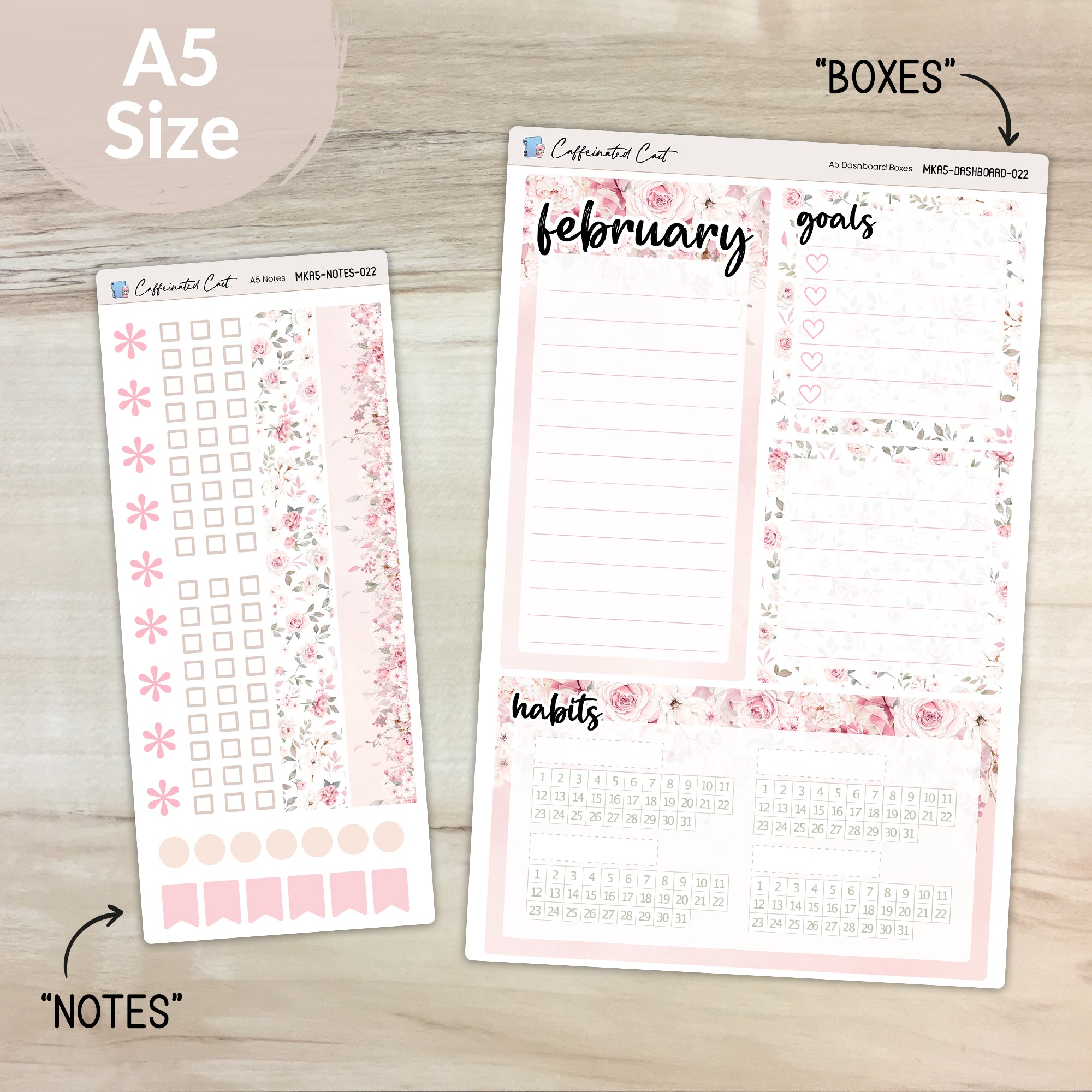 Dashboard & Notes Kit for ERIN CONDREN Planners - Rosé [ 022 ]