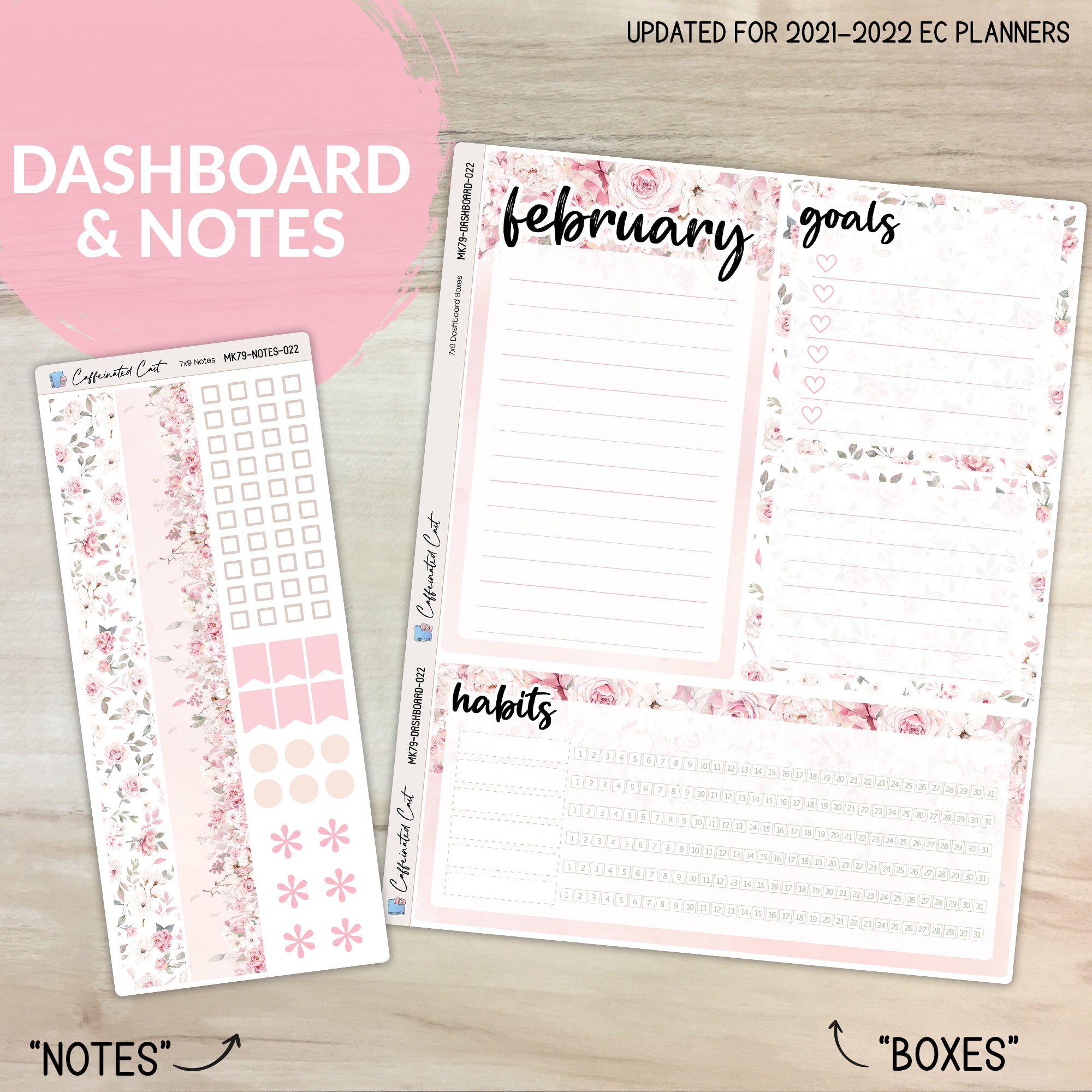 Dashboard & Notes Kit for ERIN CONDREN Planners - Rosé [ 022 ]