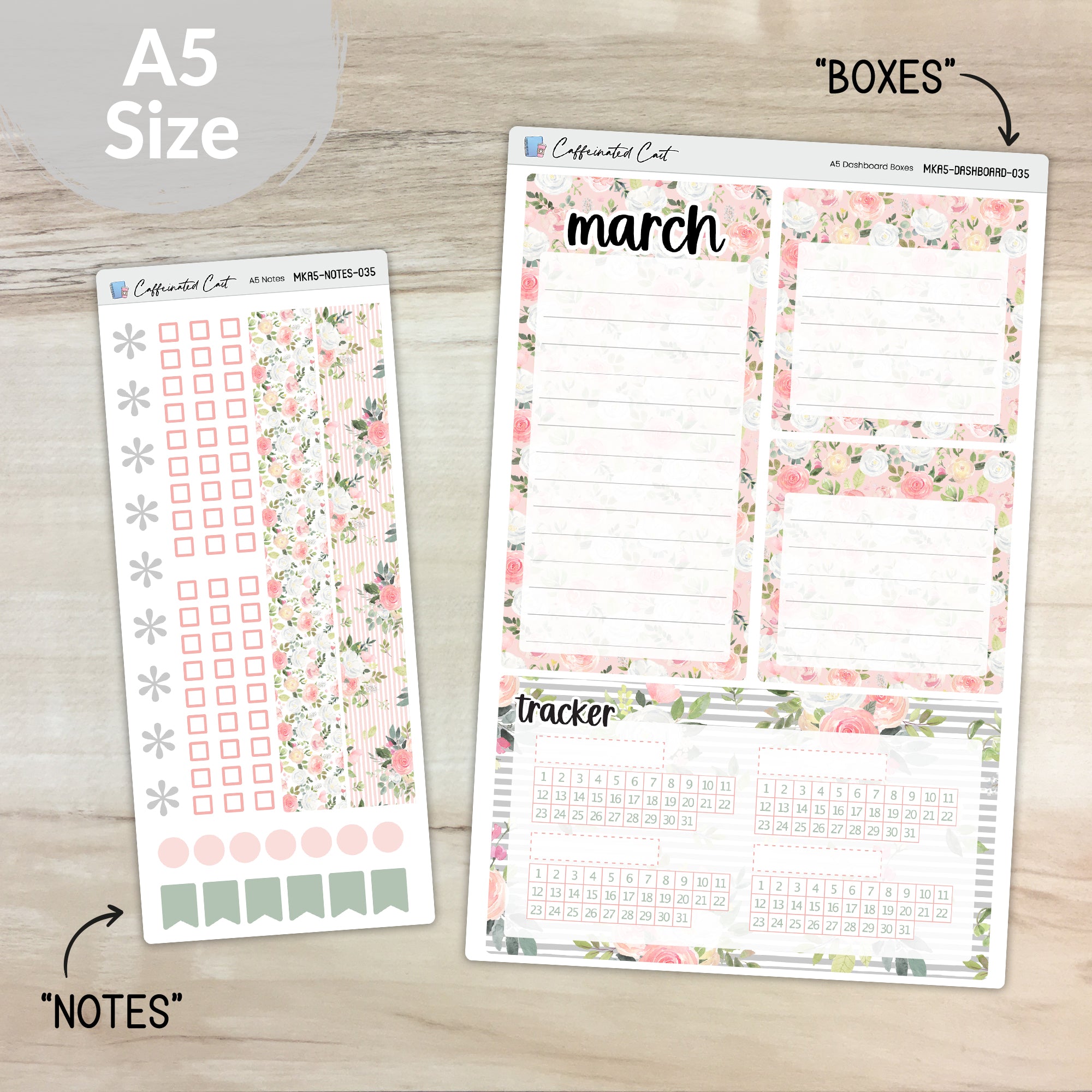 Dashboard & Notes Kit for ERIN CONDREN Planners - Pink Roses [ 035 ]