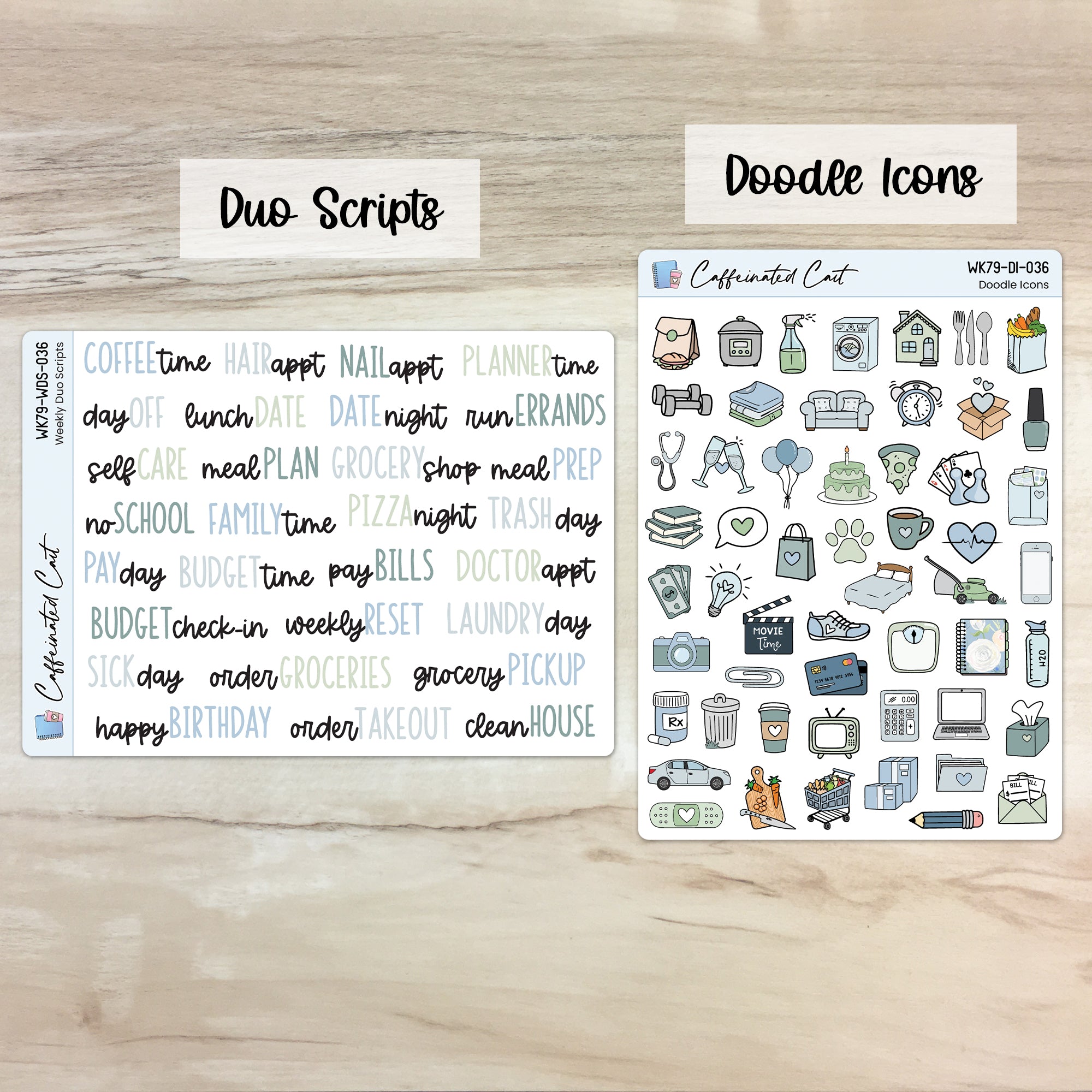 Doodle Icons & Scripts - Blue Roses [ 036 ]