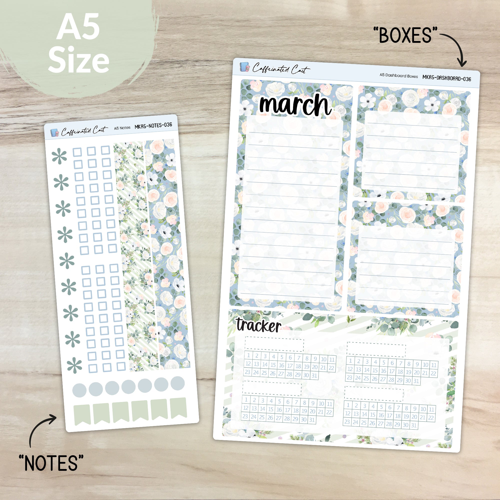 Dashboard & Notes Kit for ERIN CONDREN Planners - Blue Roses [ 036 ]