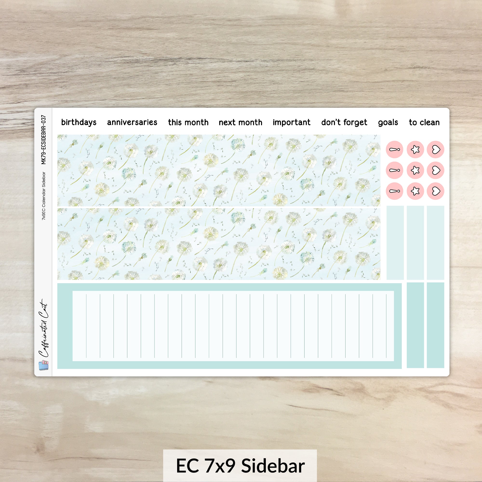 Calendar Kit for ERIN CONDREN Planners - Dandelions [ 037 ]