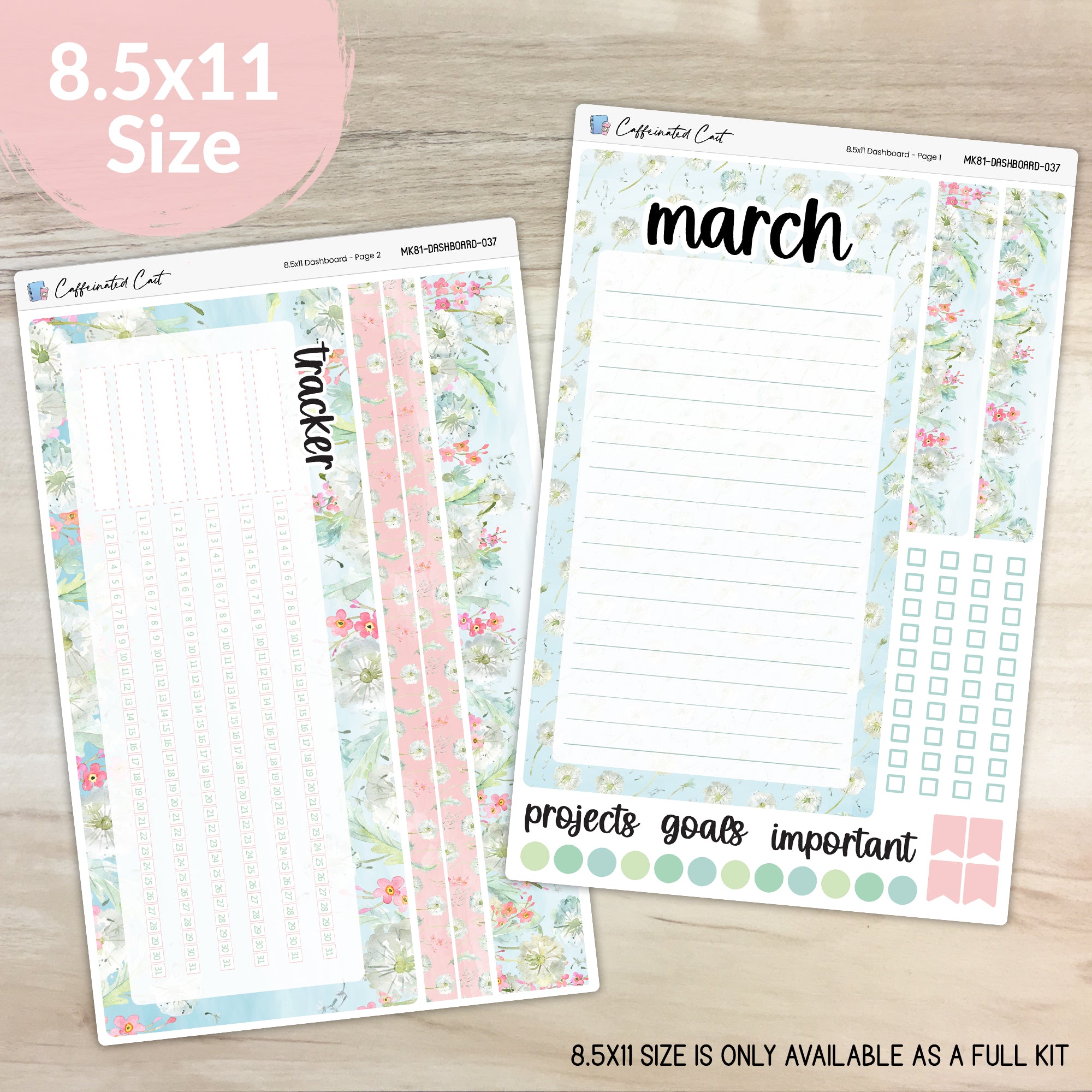 Dashboard & Notes Kit for ERIN CONDREN Planners - Dandelions [ 037 ]