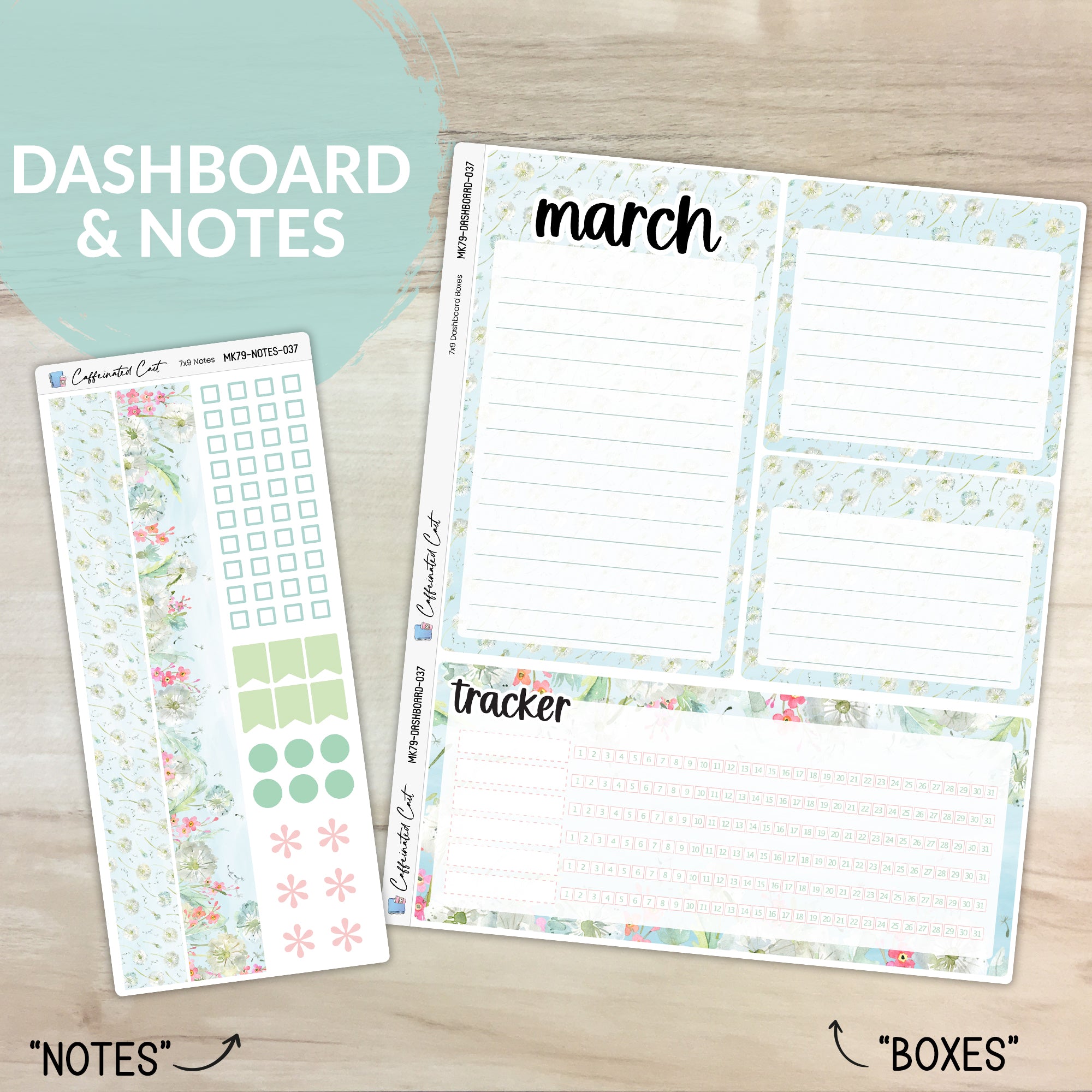 Dashboard & Notes Kit for ERIN CONDREN Planners - Dandelions [ 037 ]