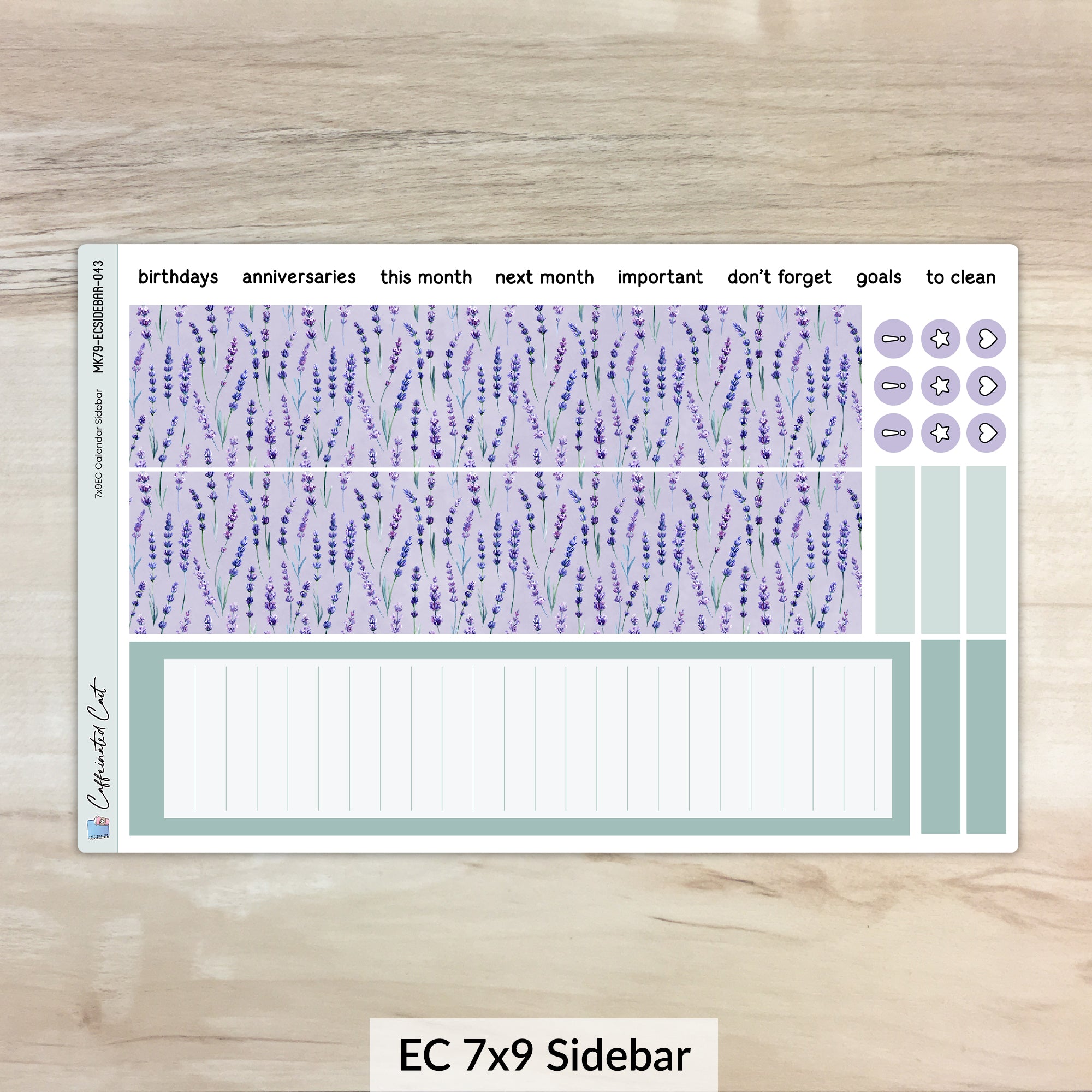 Calendar Kit for ERIN CONDREN Planners - Lavender Fields [ 043 ]