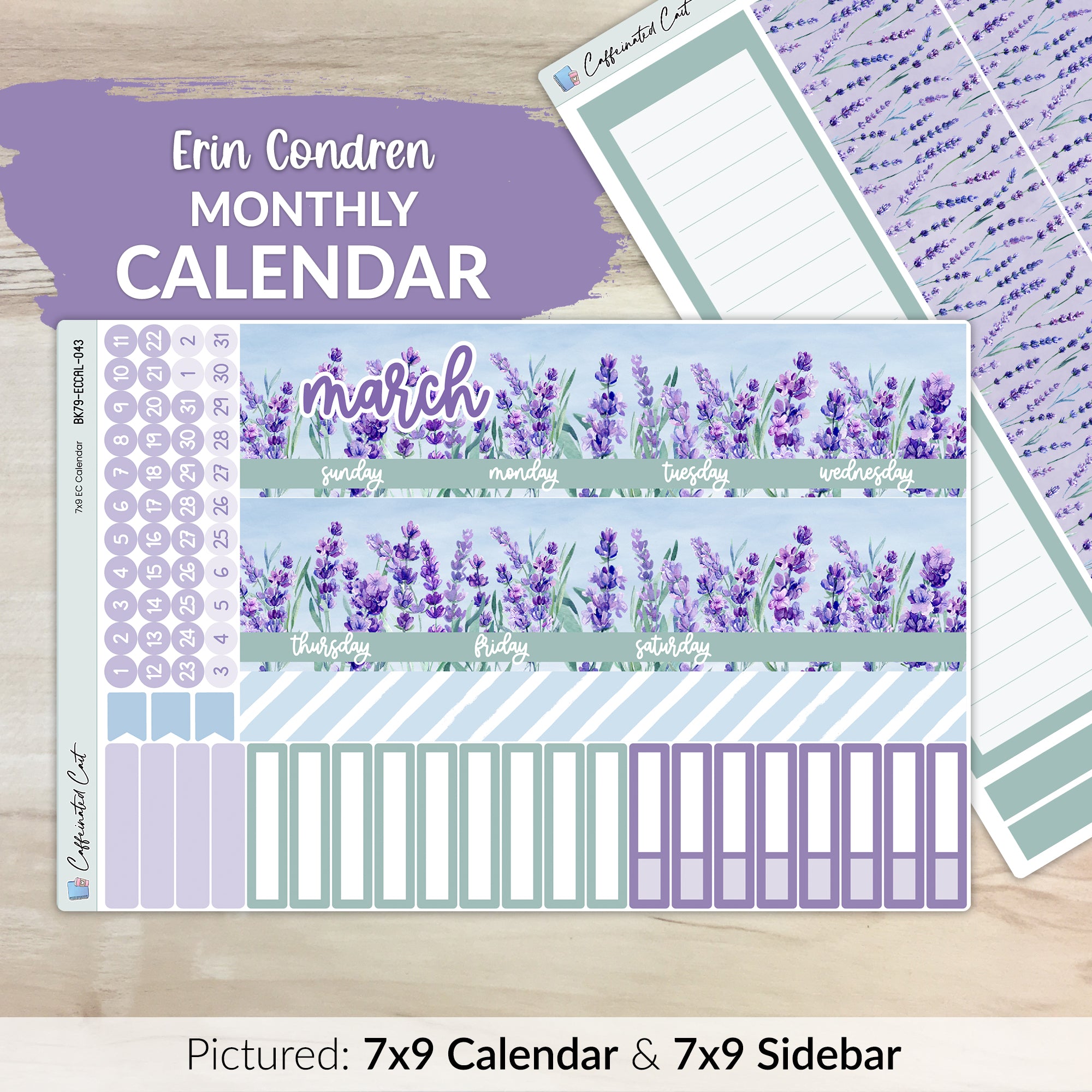 Calendar Kit for ERIN CONDREN Planners - Lavender Fields [ 043 ]