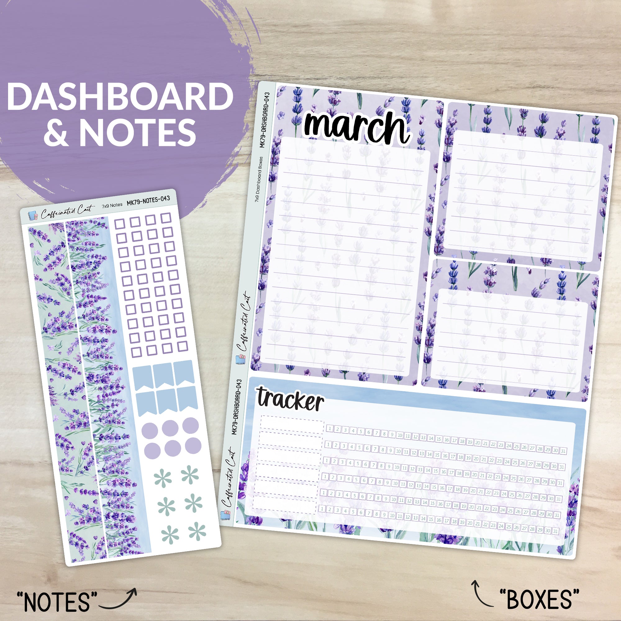 Dashboard & Notes Kit for ERIN CONDREN Planners - Lavender Fields [ 043 ]