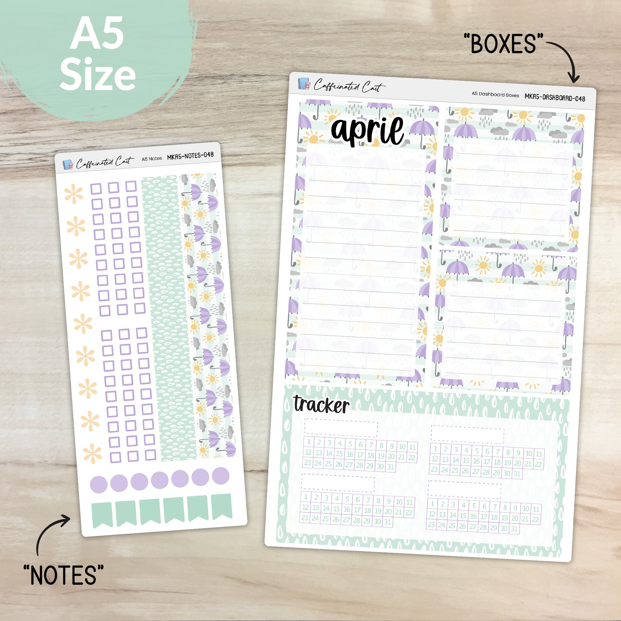 Dashboard & Notes Kit for ERIN CONDREN Planners - April Showers [ 048 ]