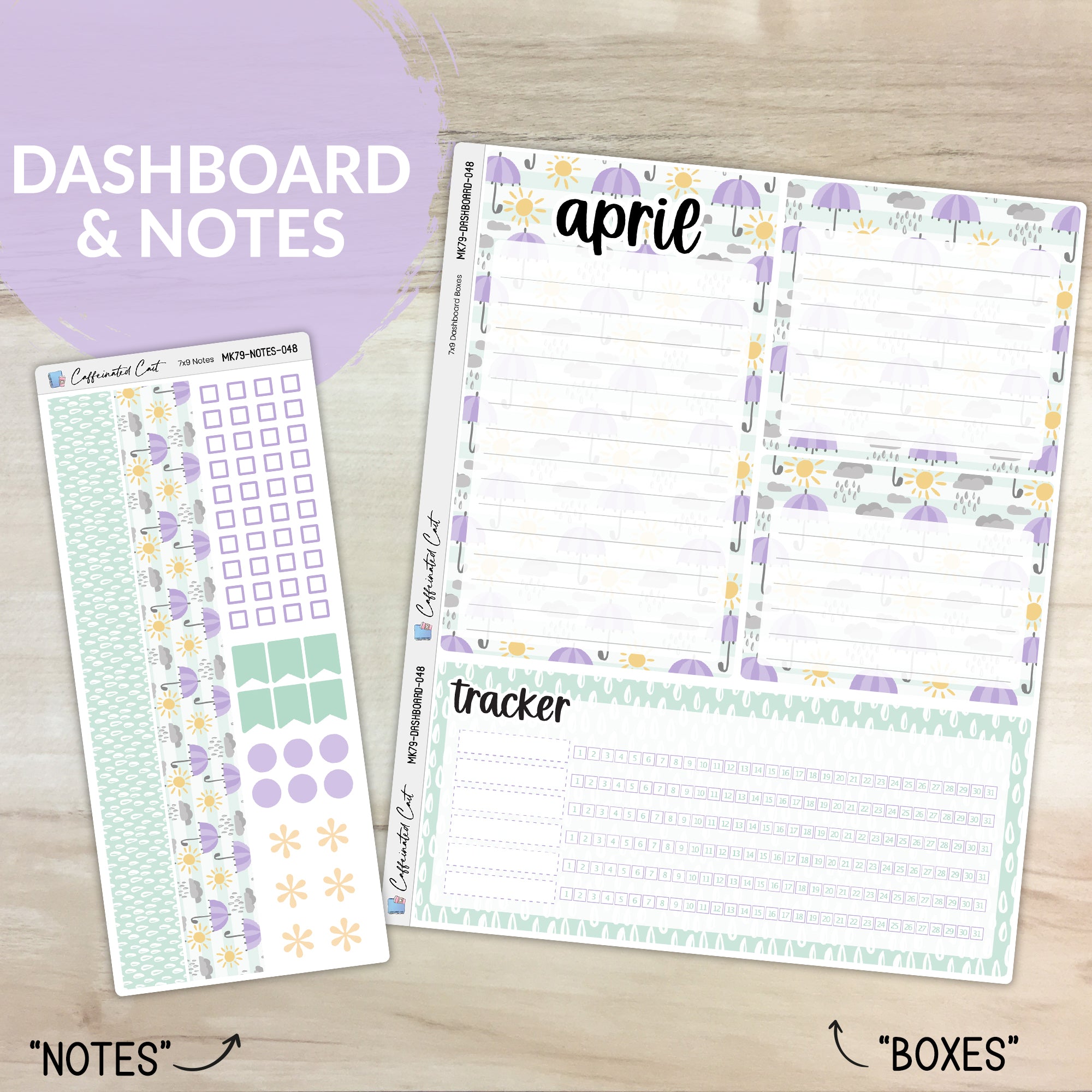 Dashboard & Notes Kit for ERIN CONDREN Planners - April Showers [ 048 ]