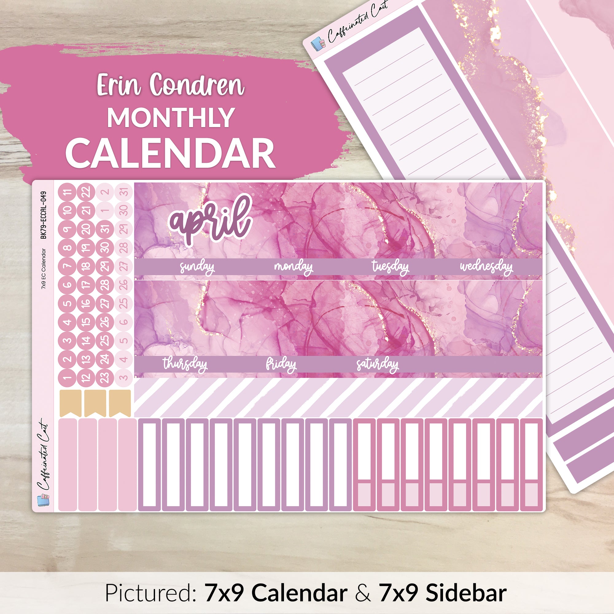 Calendar Kit for ERIN CONDREN Planners - Mystic Mauve [ 049 ]