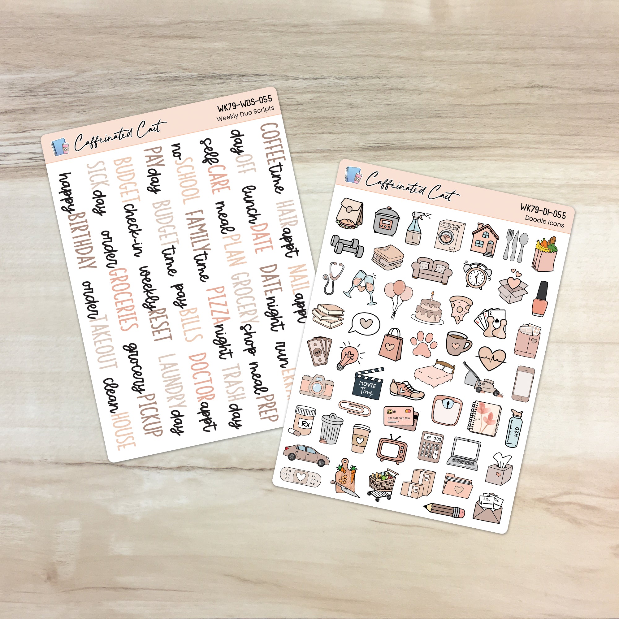 Doodle Icons & Scripts - Neutral Boho [ 055 ]