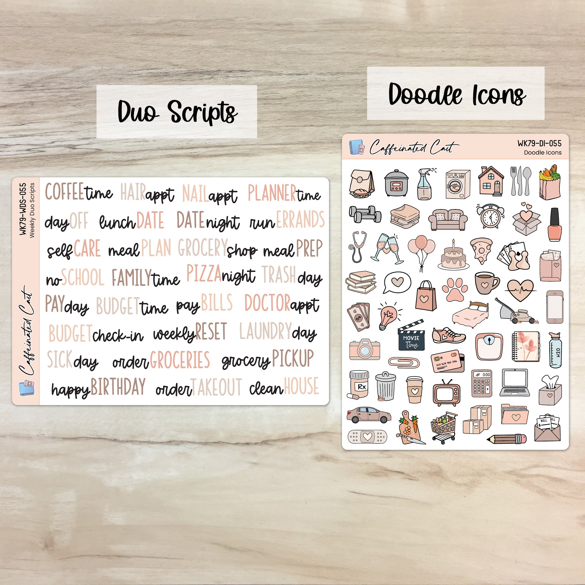 Doodle Icons & Scripts - Neutral Boho [ 055 ]