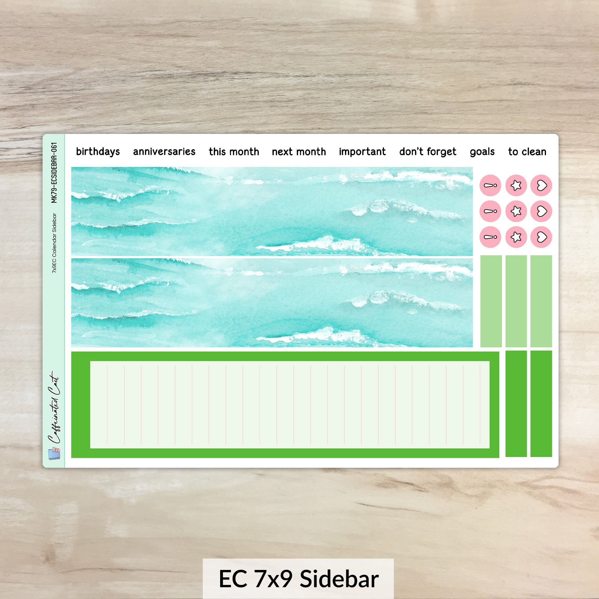 Calendar Kit for ERIN CONDREN Planners - Emerald Shores [ 061 ]