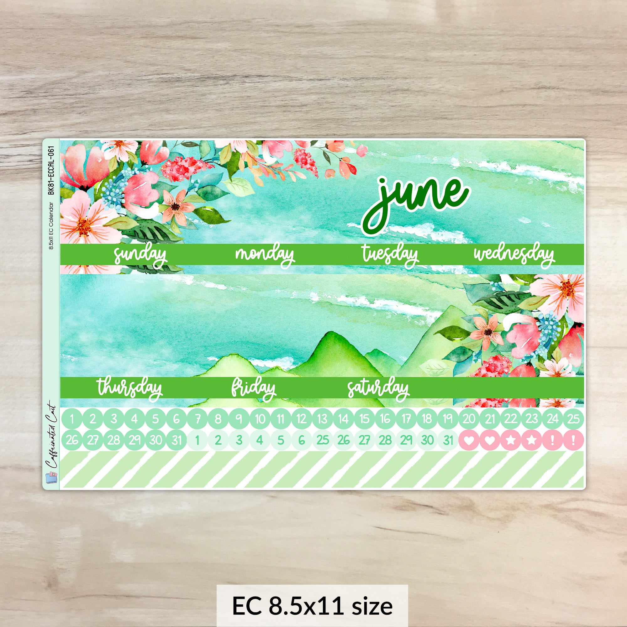 Calendar Kit for ERIN CONDREN Planners - Emerald Shores [ 061 ]