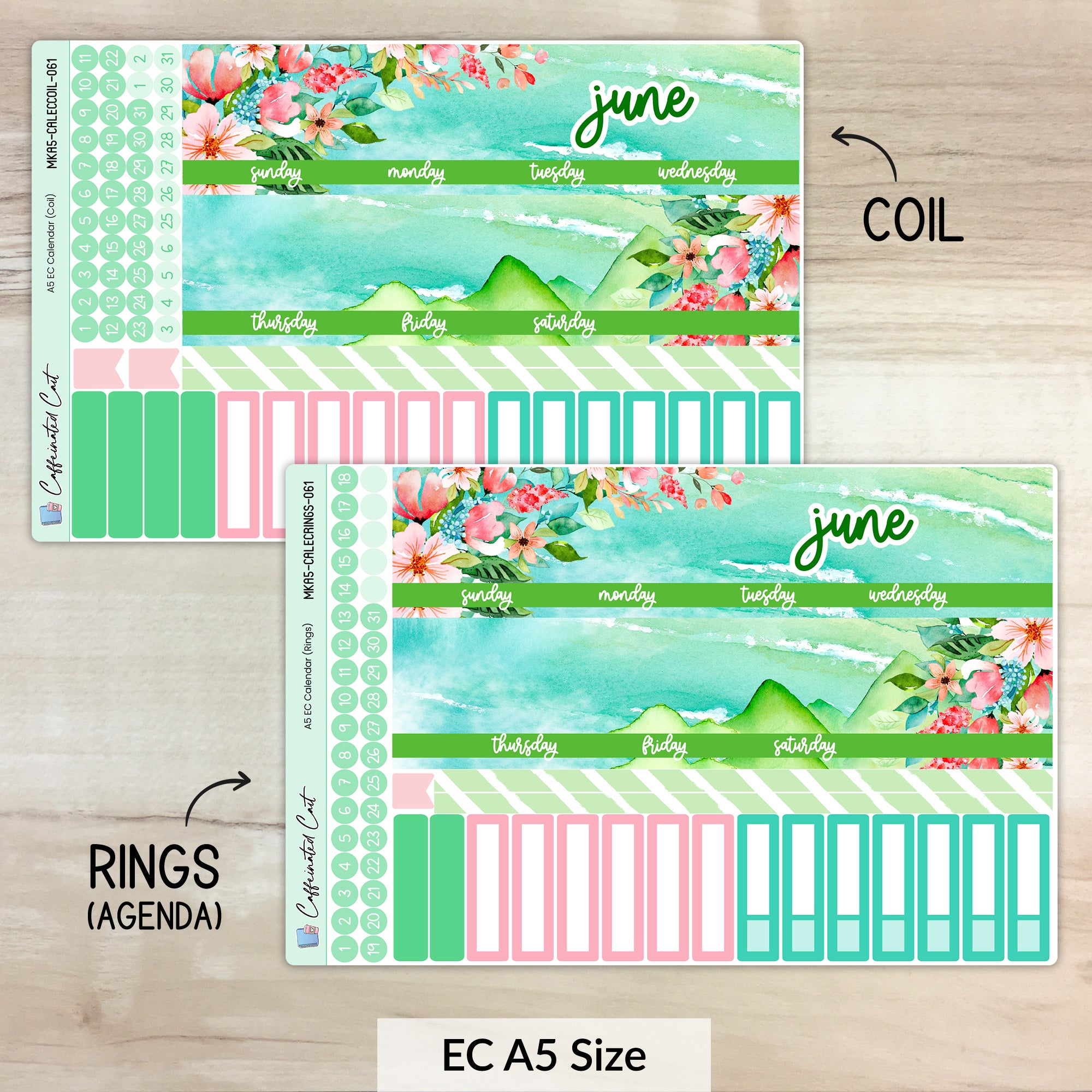 Calendar Kit for ERIN CONDREN Planners - Emerald Shores [ 061 ]