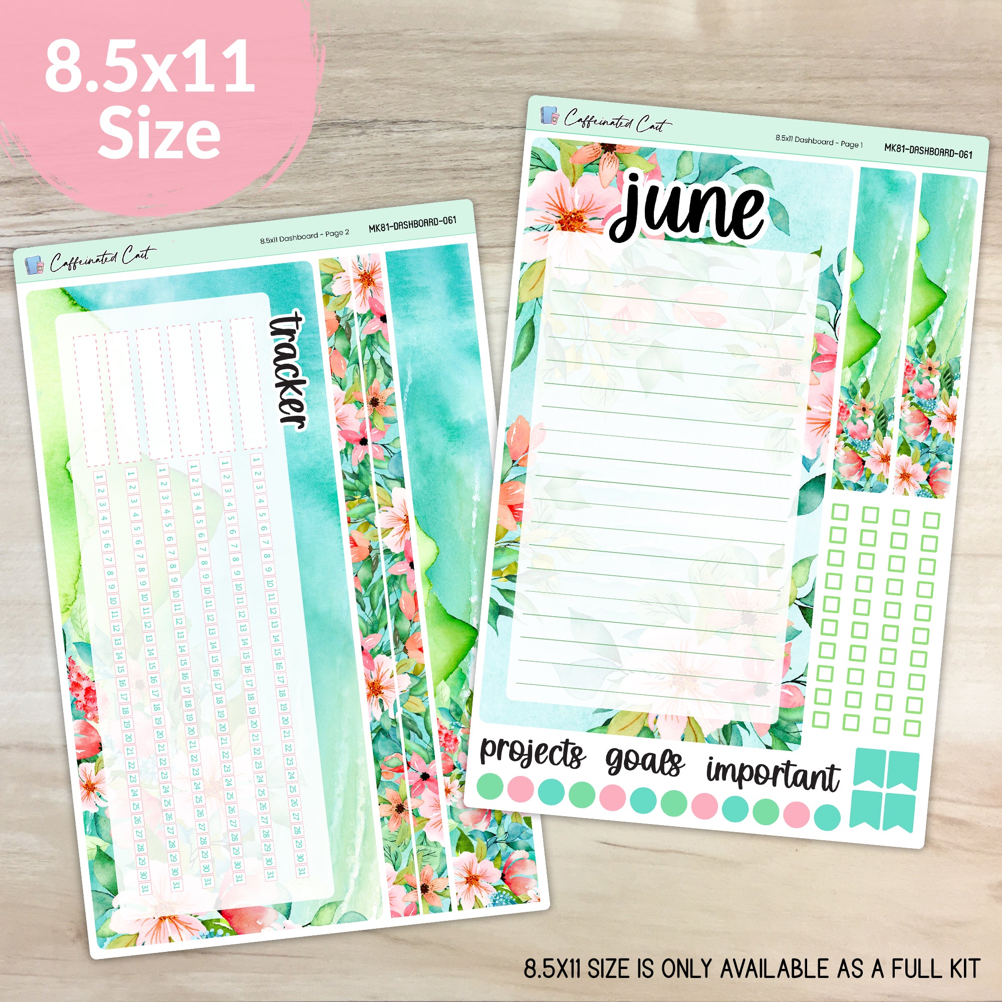 Dashboard & Notes Kit for ERIN CONDREN Planners - Emerald Shores [ 061 ]