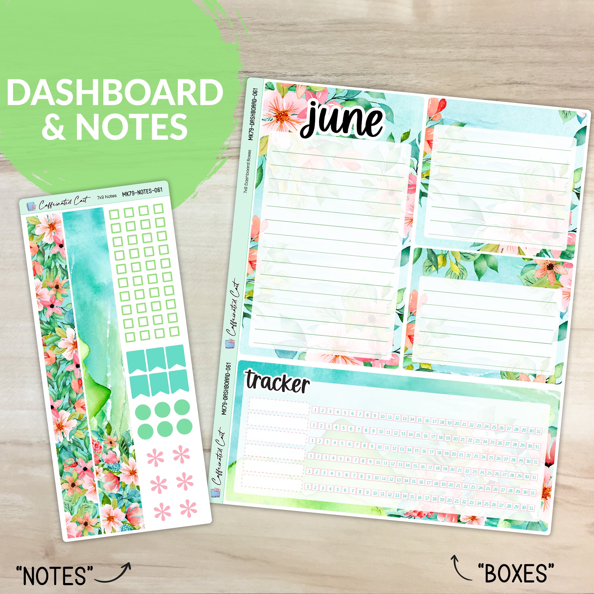 Dashboard & Notes Kit for ERIN CONDREN Planners - Emerald Shores [ 061 ]