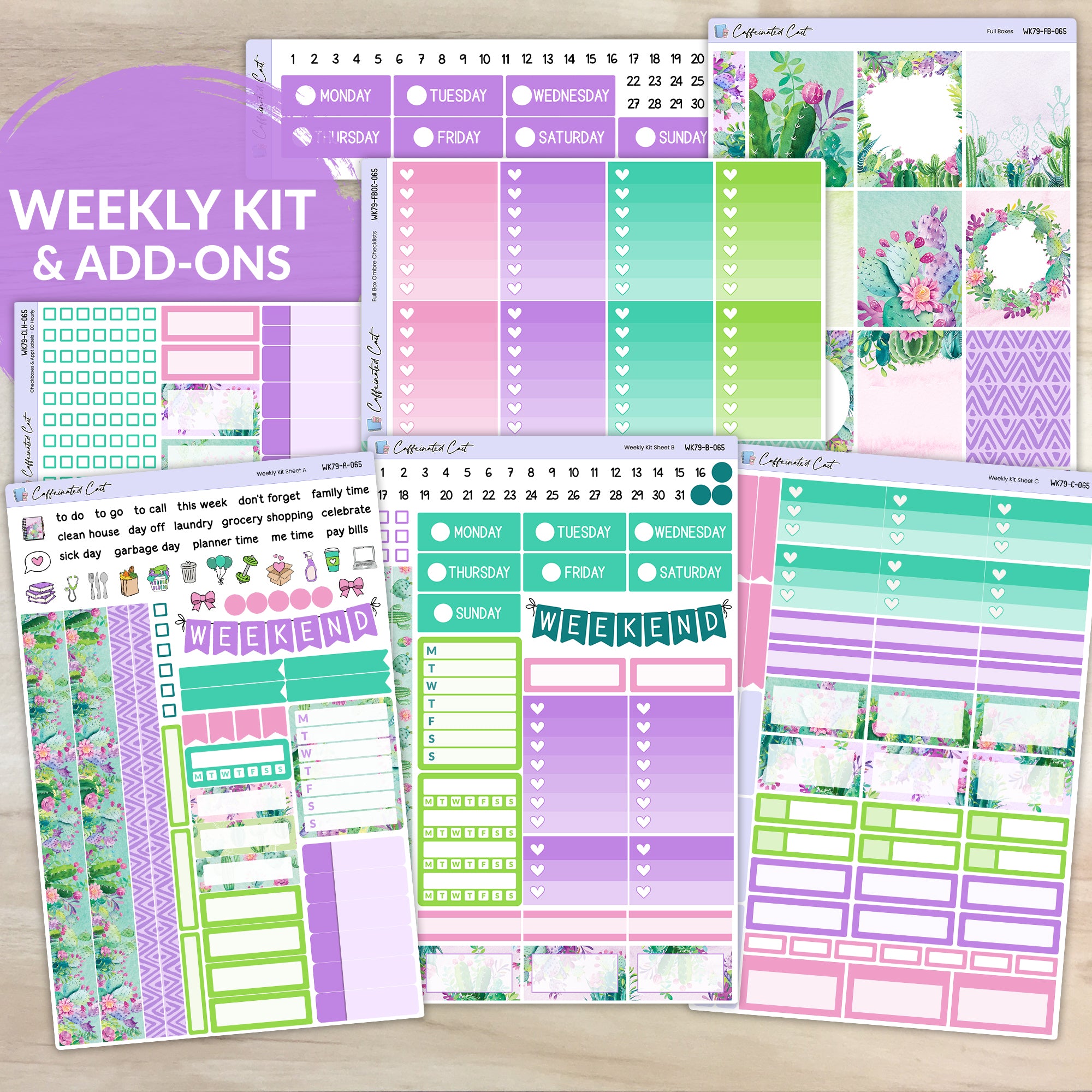 Weekly Kit & Add-ons - Colorful Cacti [ 065 ]