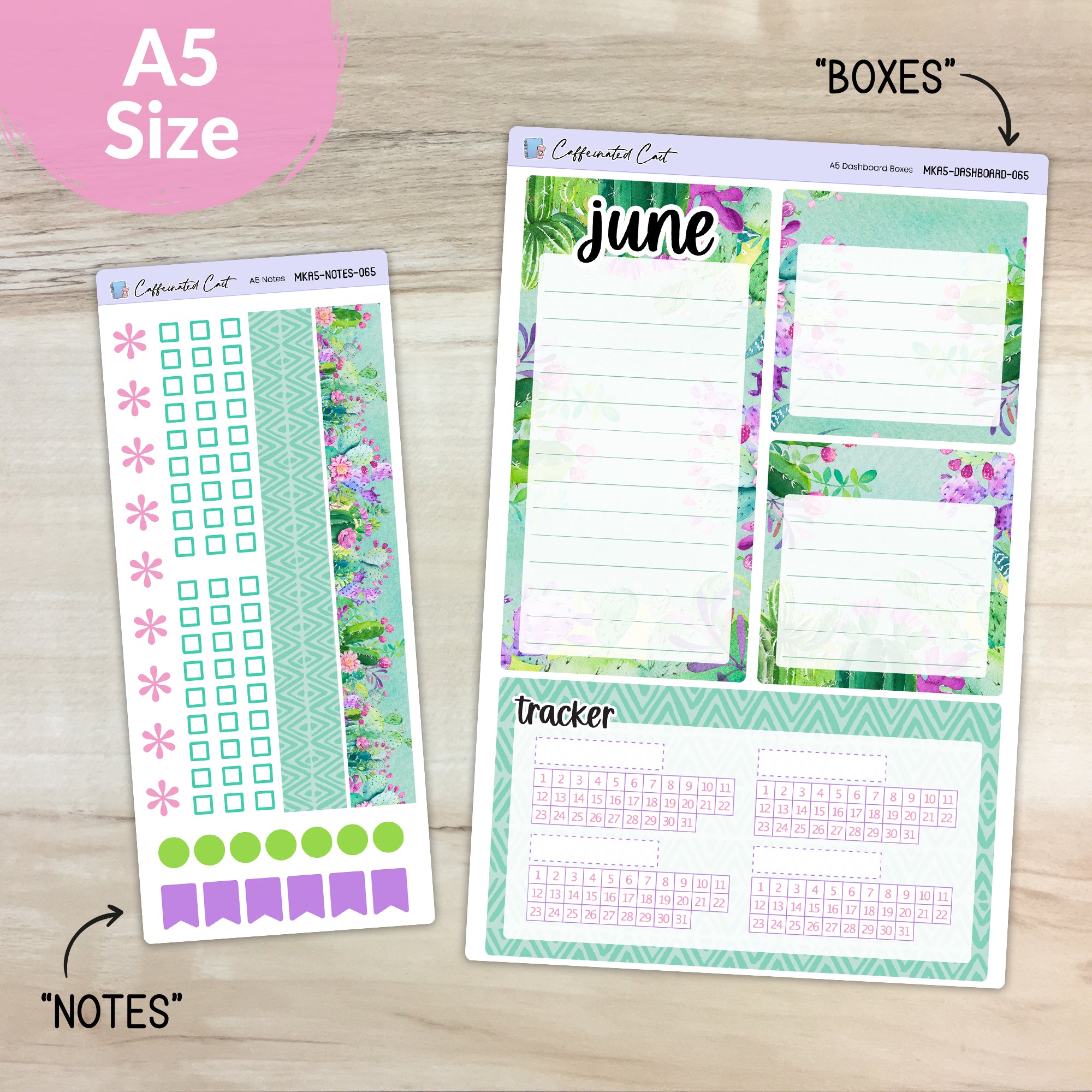 Dashboard & Notes Kit for ERIN CONDREN Planners - Colorful Cacti [ 065 ]