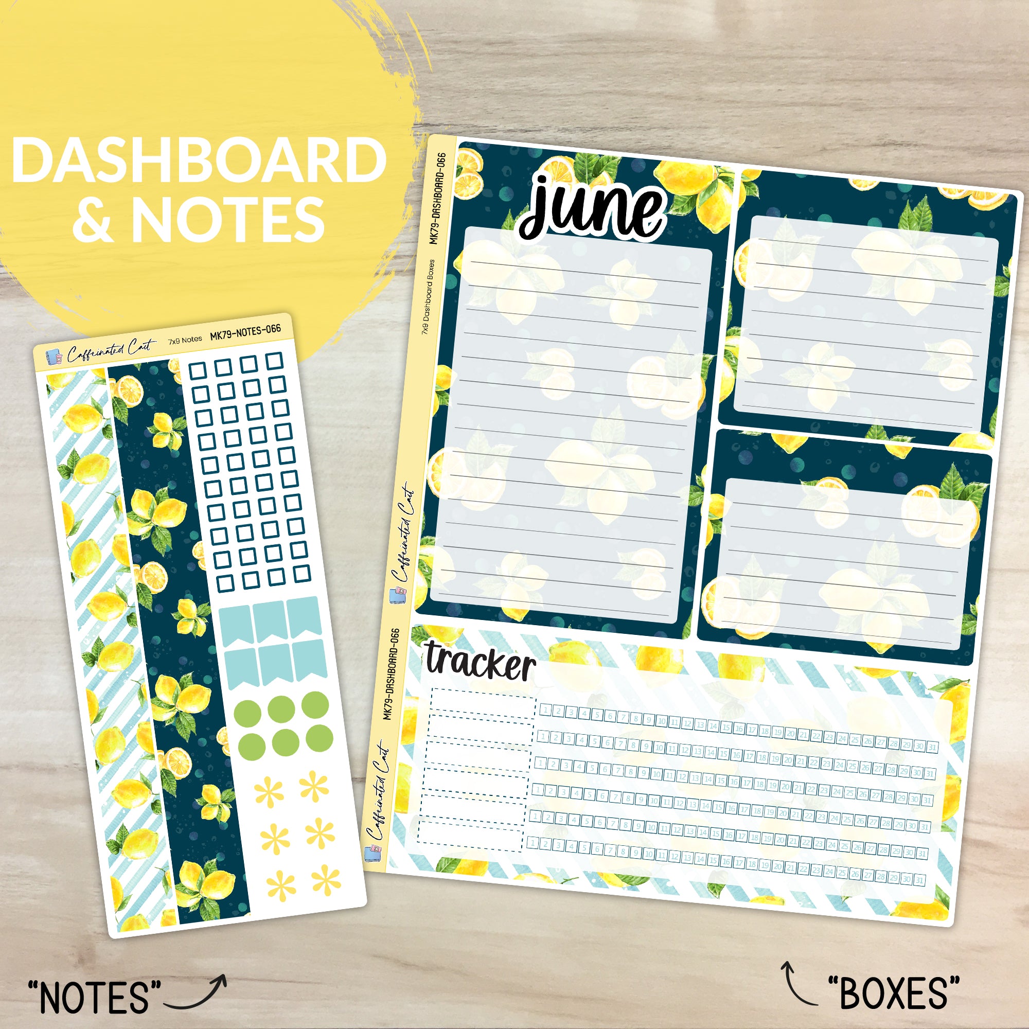 Dashboard & Notes Kit for ERIN CONDREN Planners - Sunshine & Lemons [ 066 ]