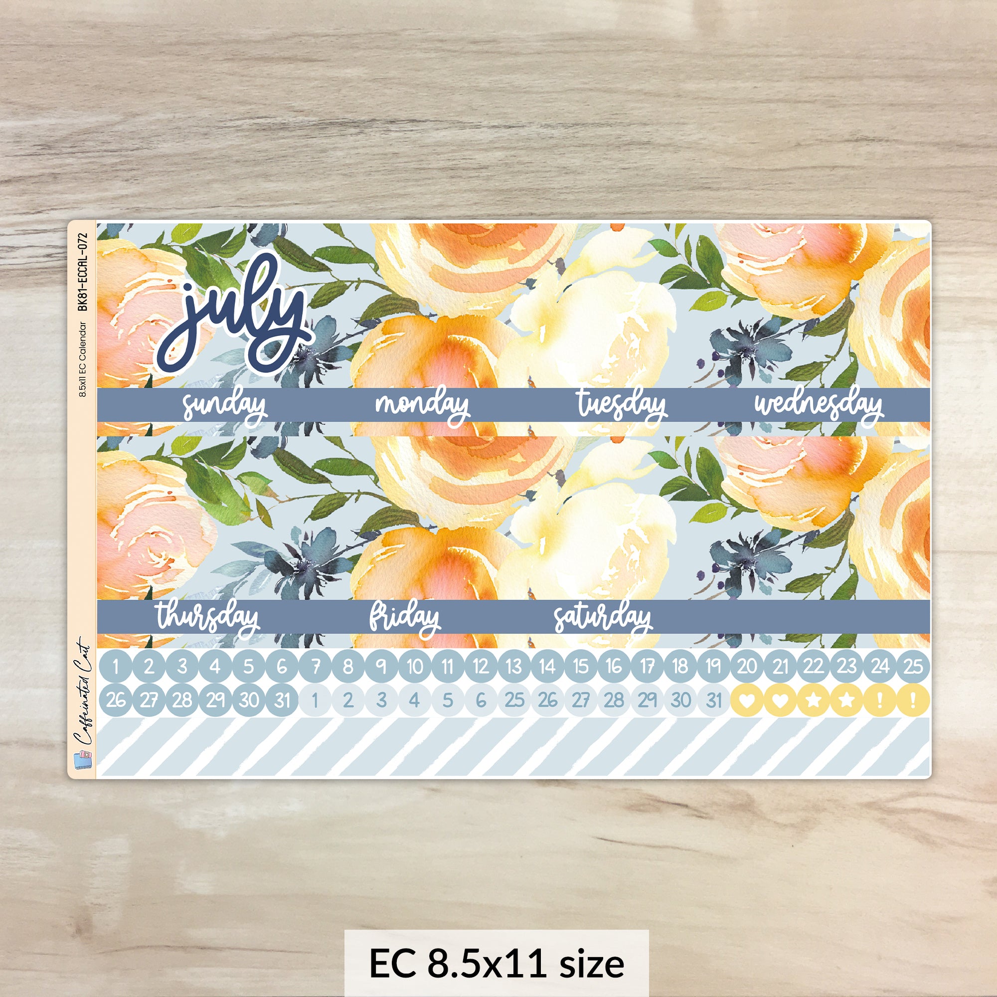 Calendar Kit for ERIN CONDREN Planners - Summer Garden [ 072 ]