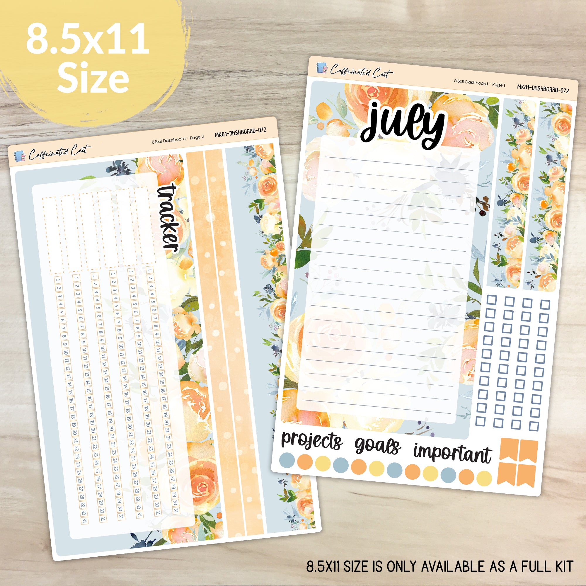 Dashboard & Notes Kit for ERIN CONDREN Planners - Summer Garden [ 072 ]