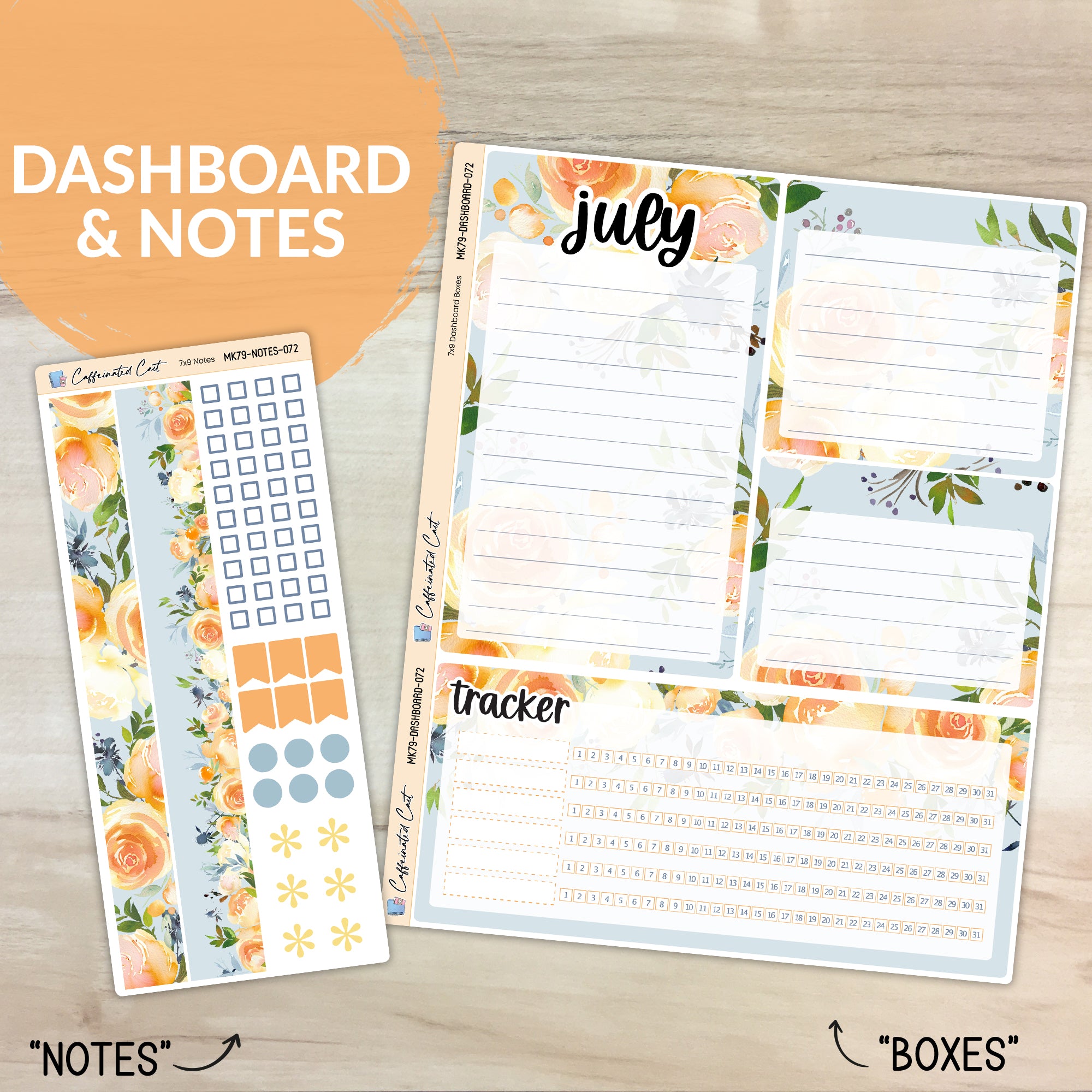 Dashboard & Notes Kit for ERIN CONDREN Planners - Summer Garden [ 072 ]