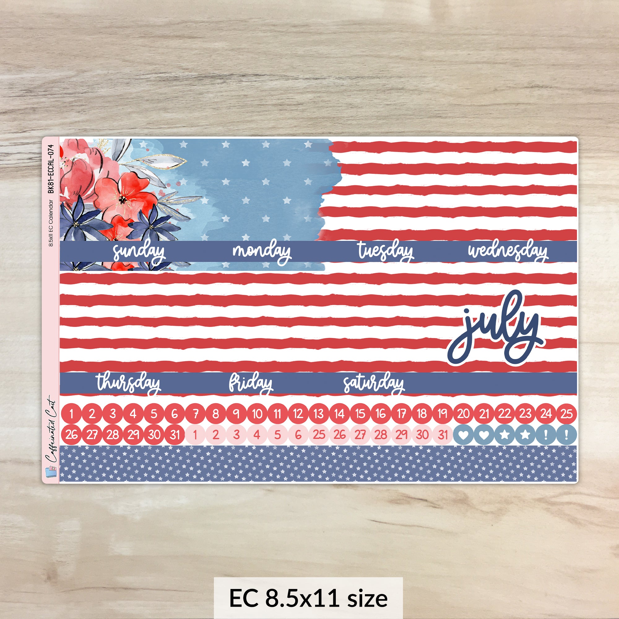 Calendar Kit for ERIN CONDREN Planners - Independence [ 074 ]