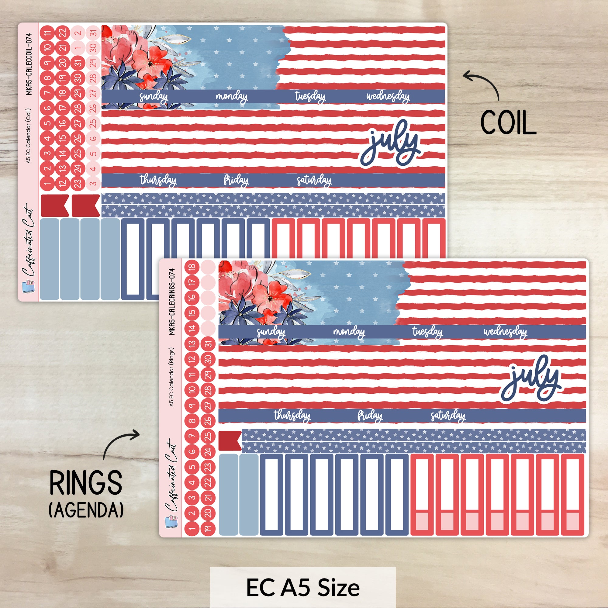 Calendar Kit for ERIN CONDREN Planners - Independence [ 074 ]