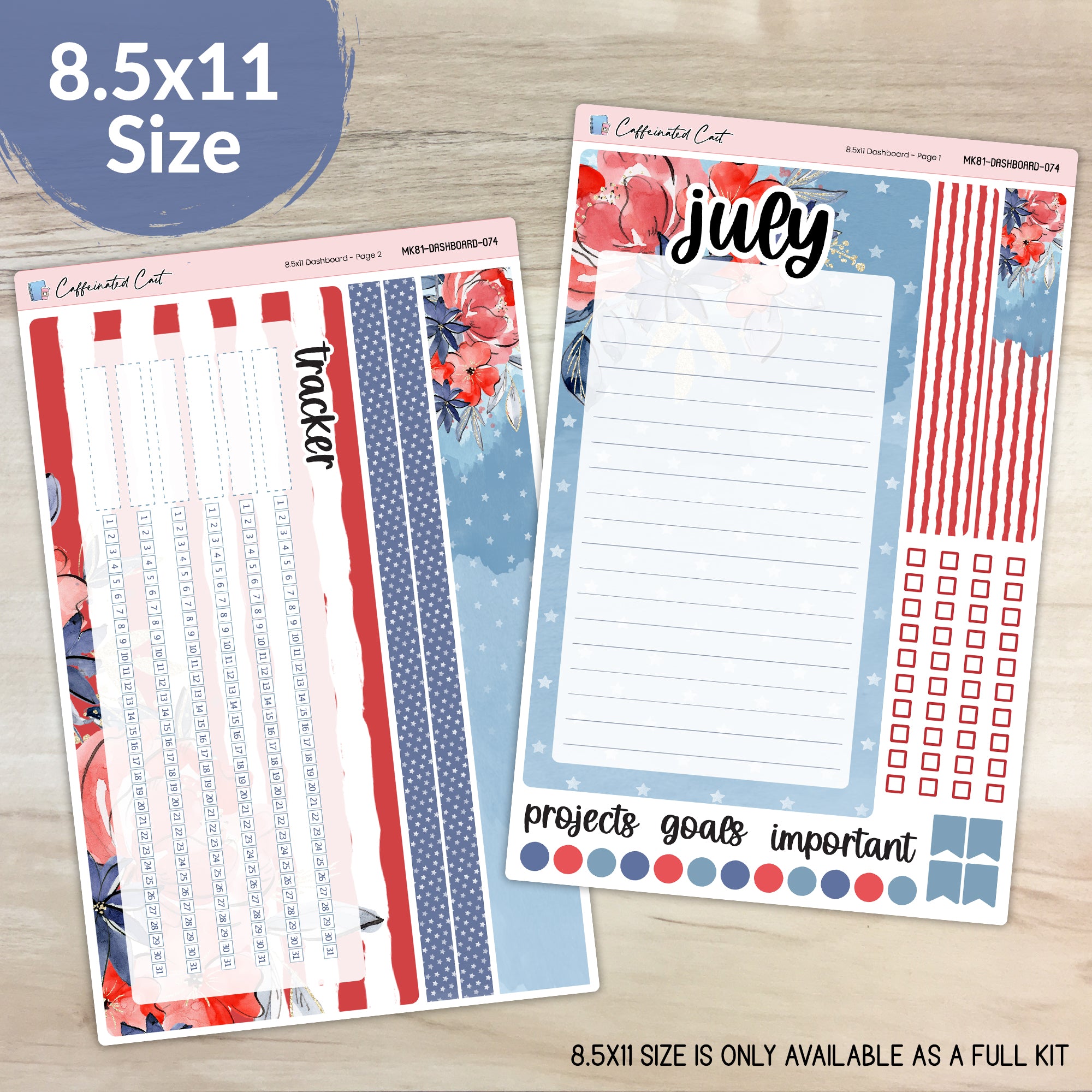 Dashboard & Notes Kit for ERIN CONDREN Planners - Independence [ 074 ]